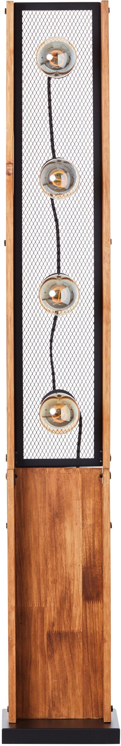 Brilliant Leuchten Staande lamp Calandra 125,5 x 20 x 20 cm, 4 x e27, metaal/hout, zwart/hout (1 stuk)