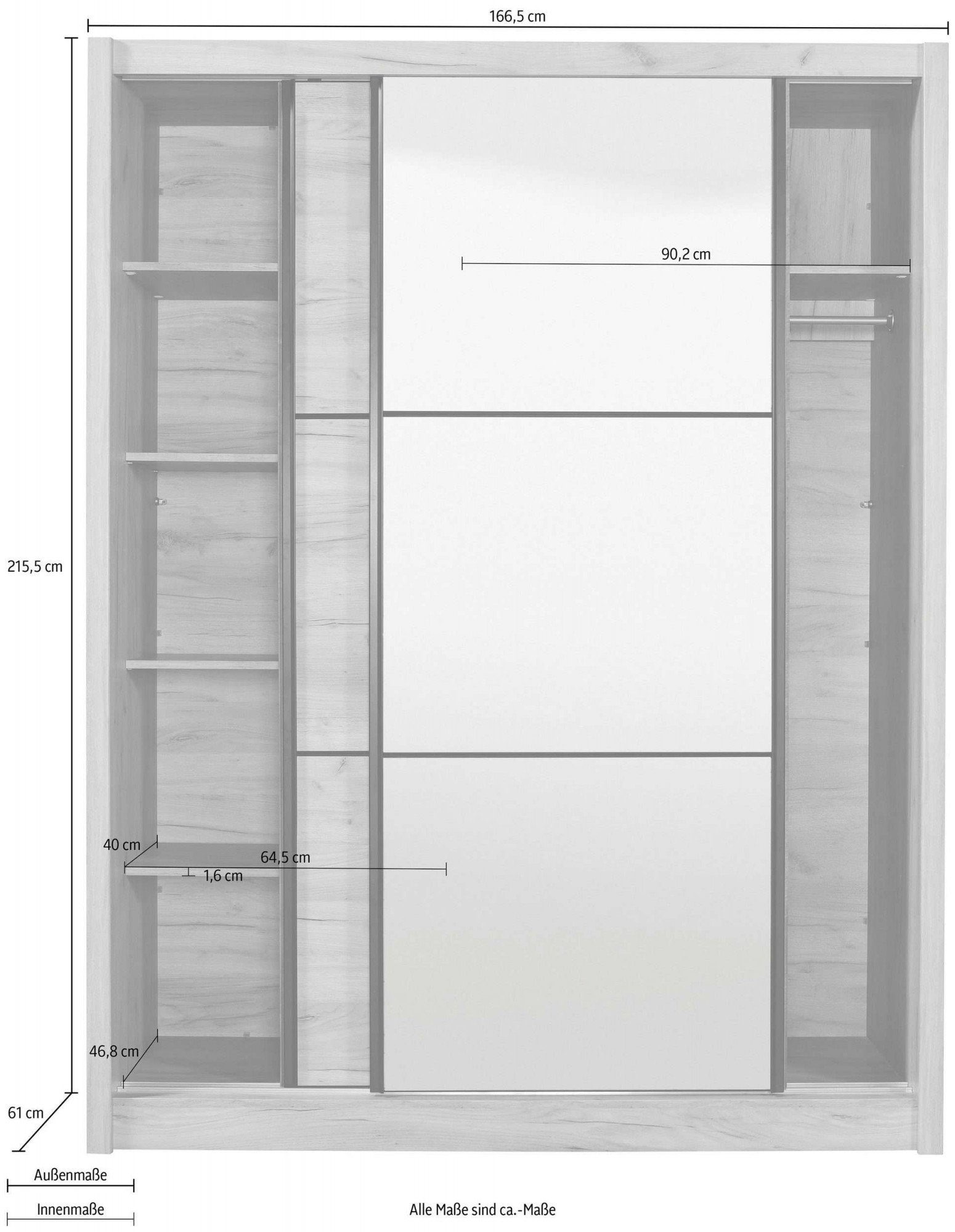INOSIGN Schuifdeurkast Navara kledingkast linnenkast in 3 breedtes, met complete binnenuitrusting, fsc®-gecertificeerd