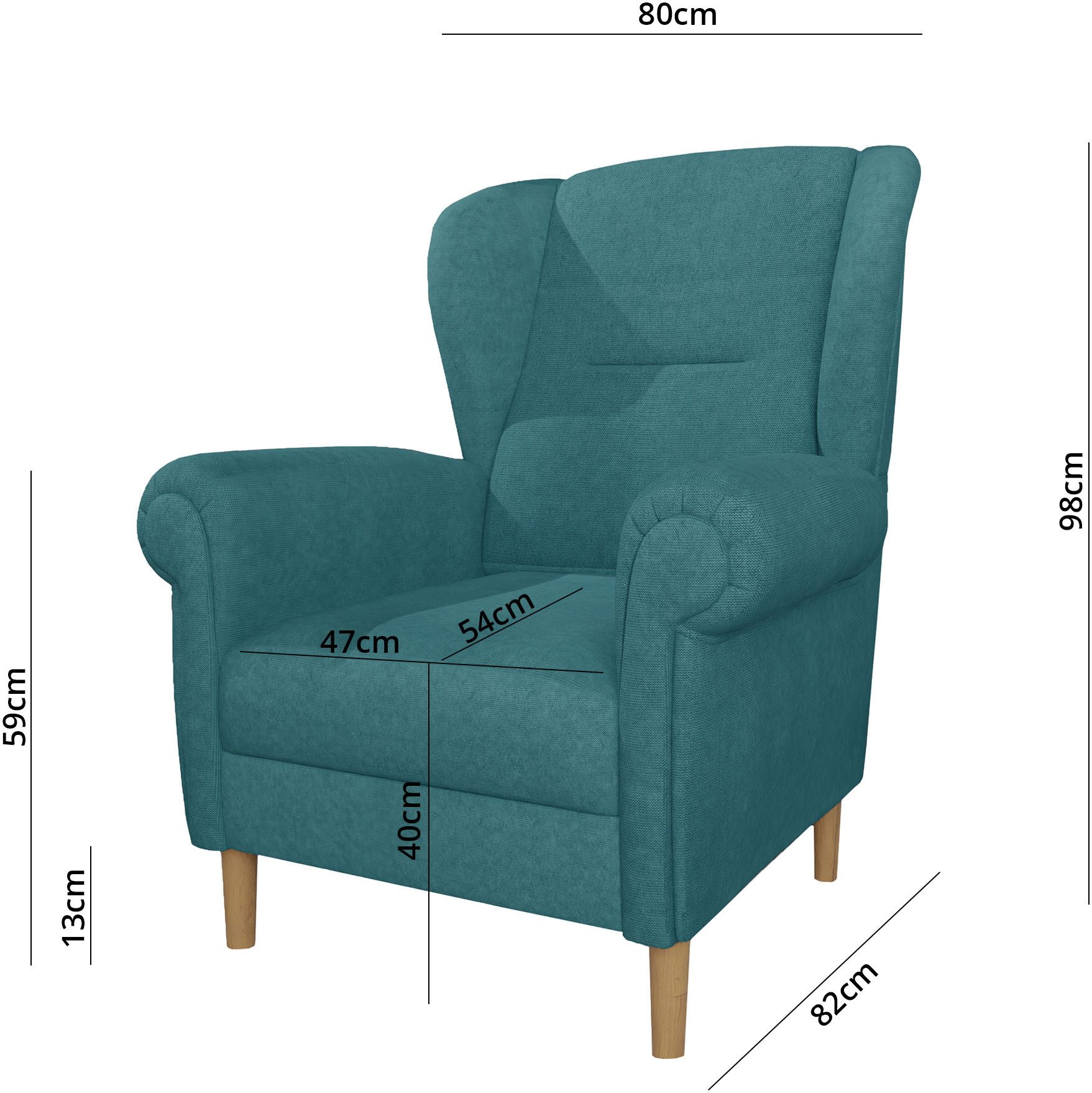 Home affaire Oorfauteuil OSTIANO BxDxH: 80x82x98 cm, fauteuil Uniek stuk, dikke gebogen armleuningen, effen en geruit