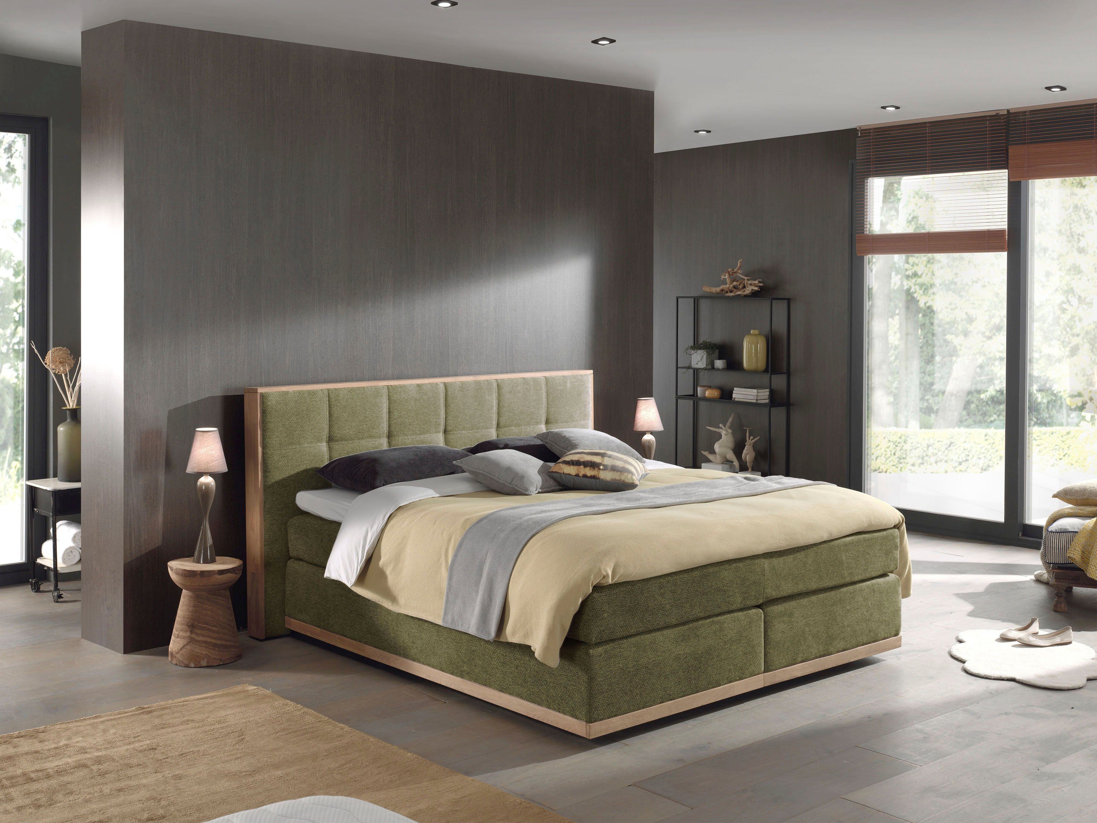 Places of Style Boxspring Vinton van massief eiken, verschillende hardheden (ook h4) (5-delig)