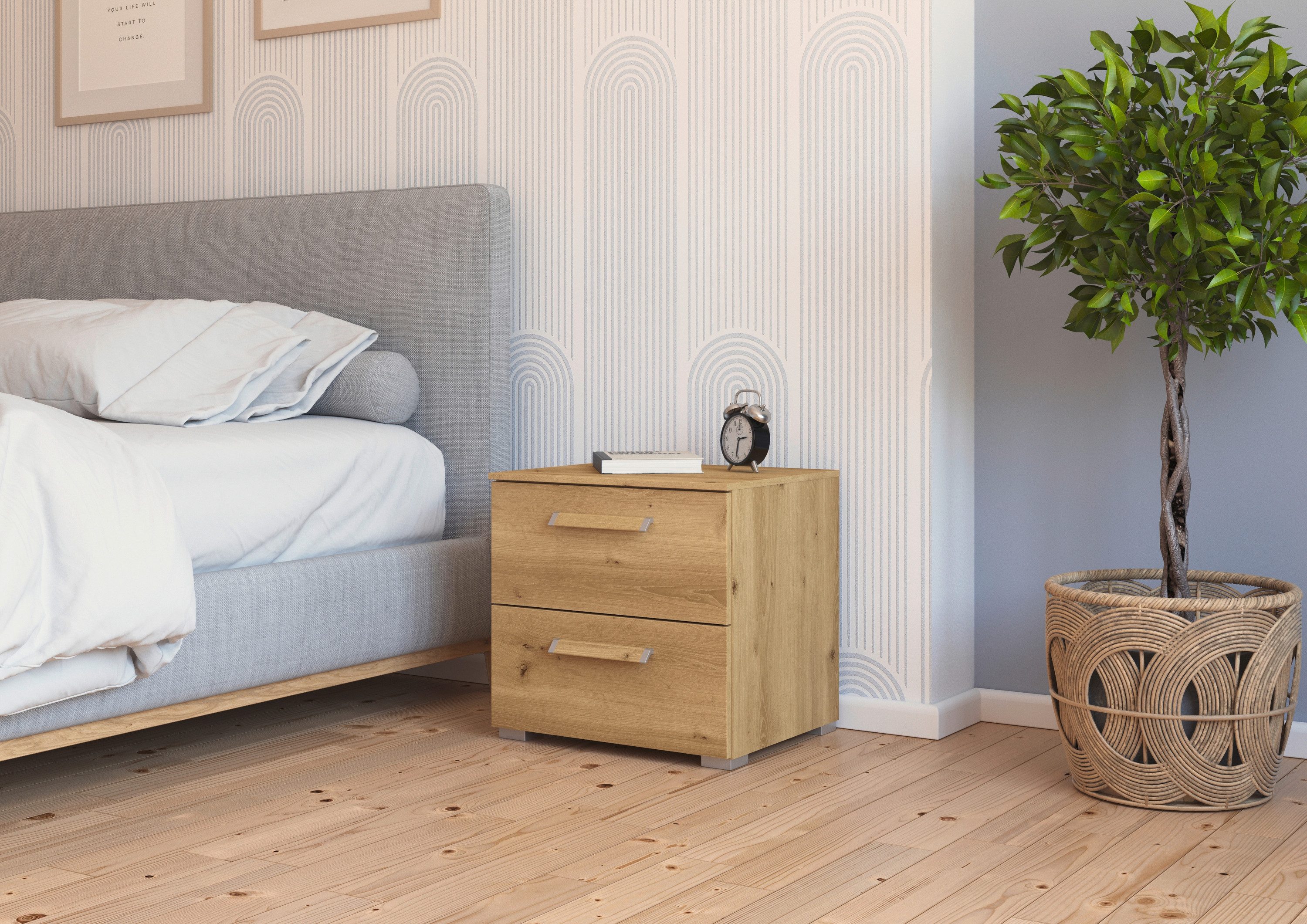 rauch Nachtkastje Nachtconsole Commode EVELYN in elegante stijl met 2 lades, veel opbergruimte made in germany