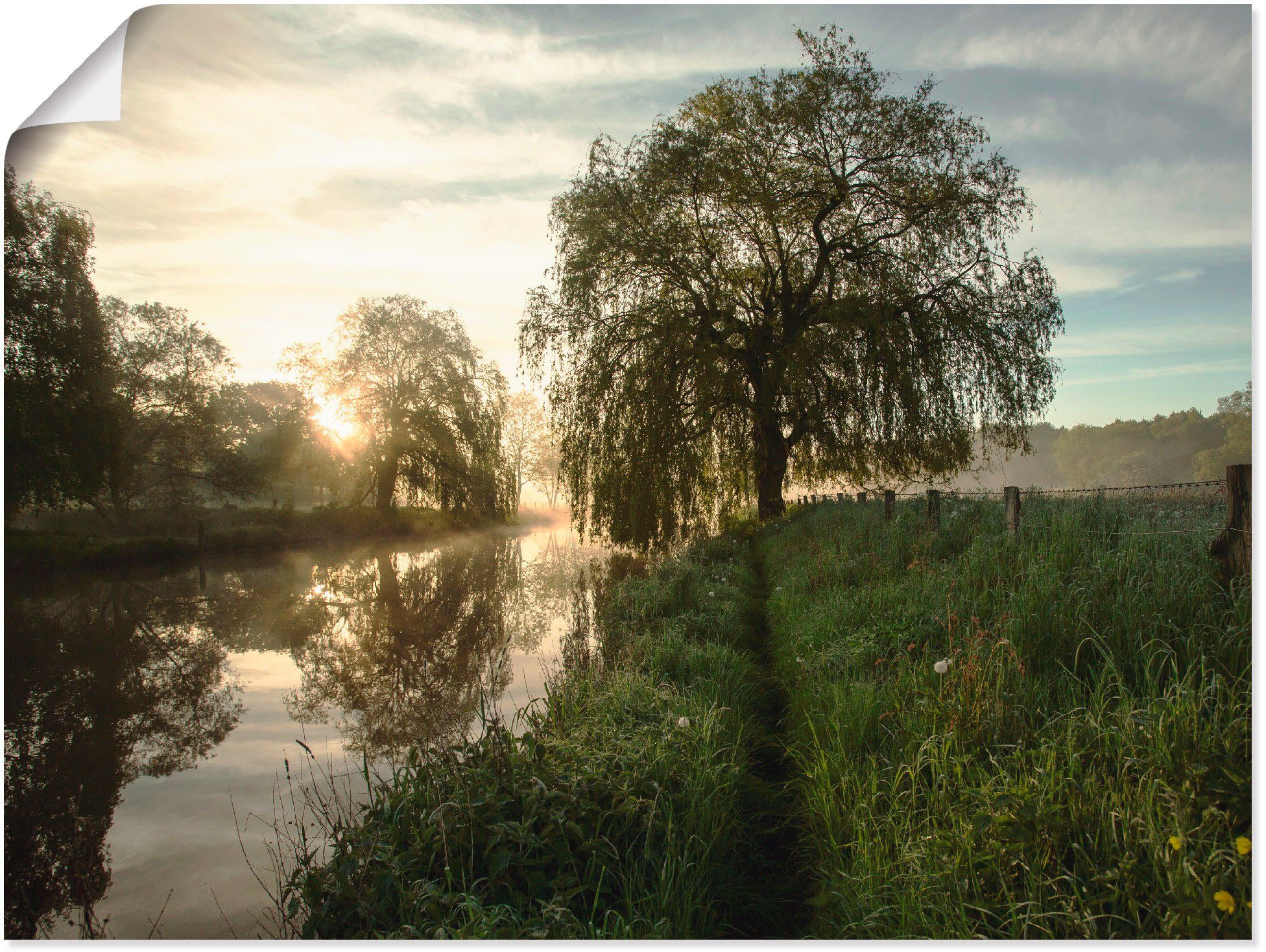 Artland Artprint Begin van de dag aan de Trave in vele afmetingen & productsoorten -artprint op linnen, poster, muursticker / wandfolie ook geschikt voor de badkamer (1 stuk)