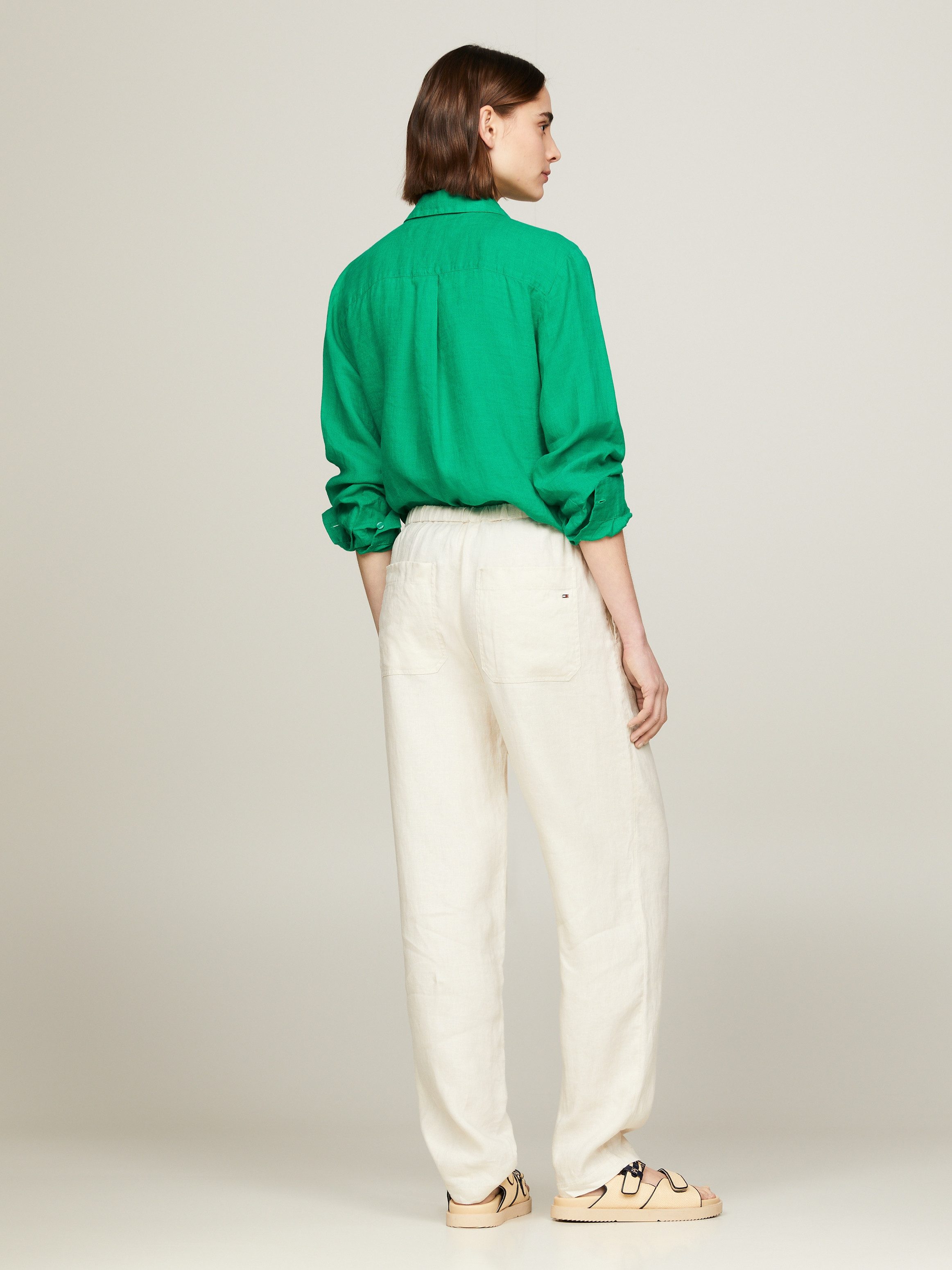 Tommy Hilfiger Linnen broek CASUAL LINEN TAPER PULL ON PANT
