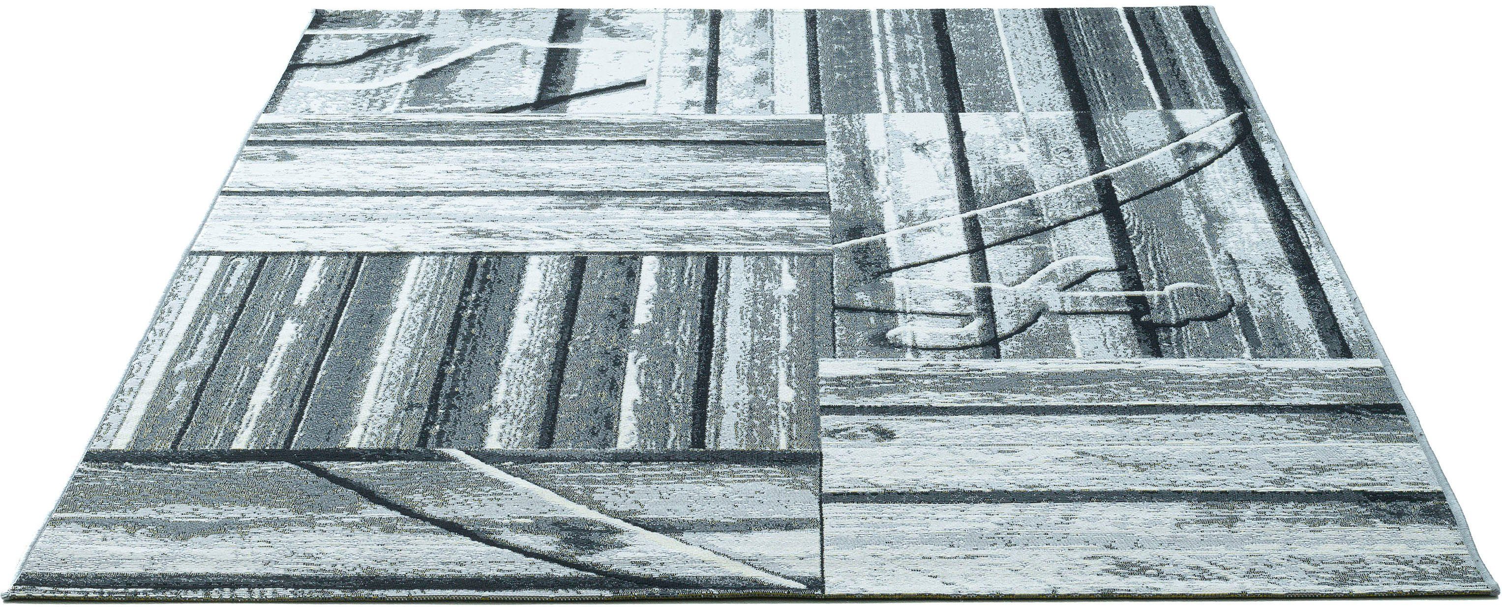 Sansibar Vloerkleed Rantum Beach SA-023 Vlakweefsel, modern ontwerp, motief Houten Planken, In- & Outdoor geschikt moderne vloerkleden maat 130 cm x