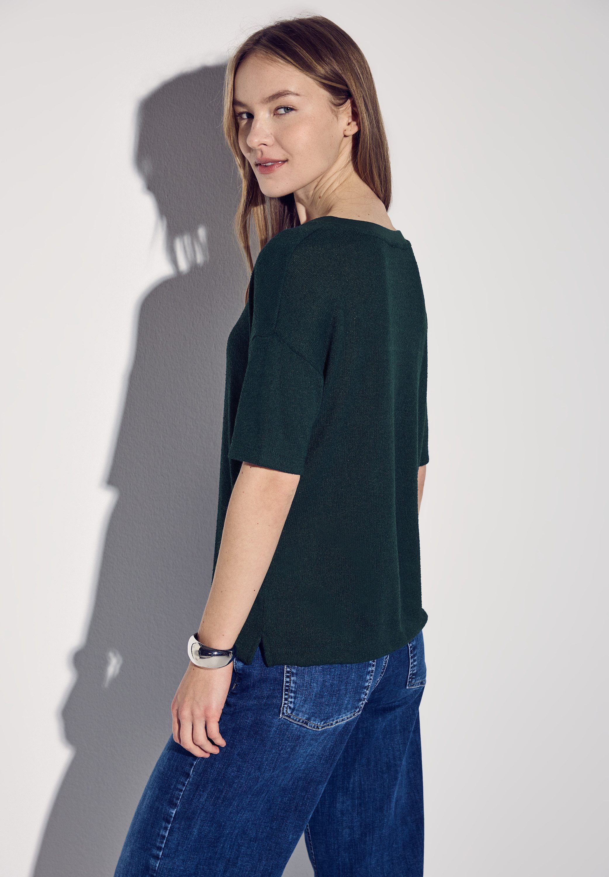 STREET ONE T-shirt in brei-look met v-hals