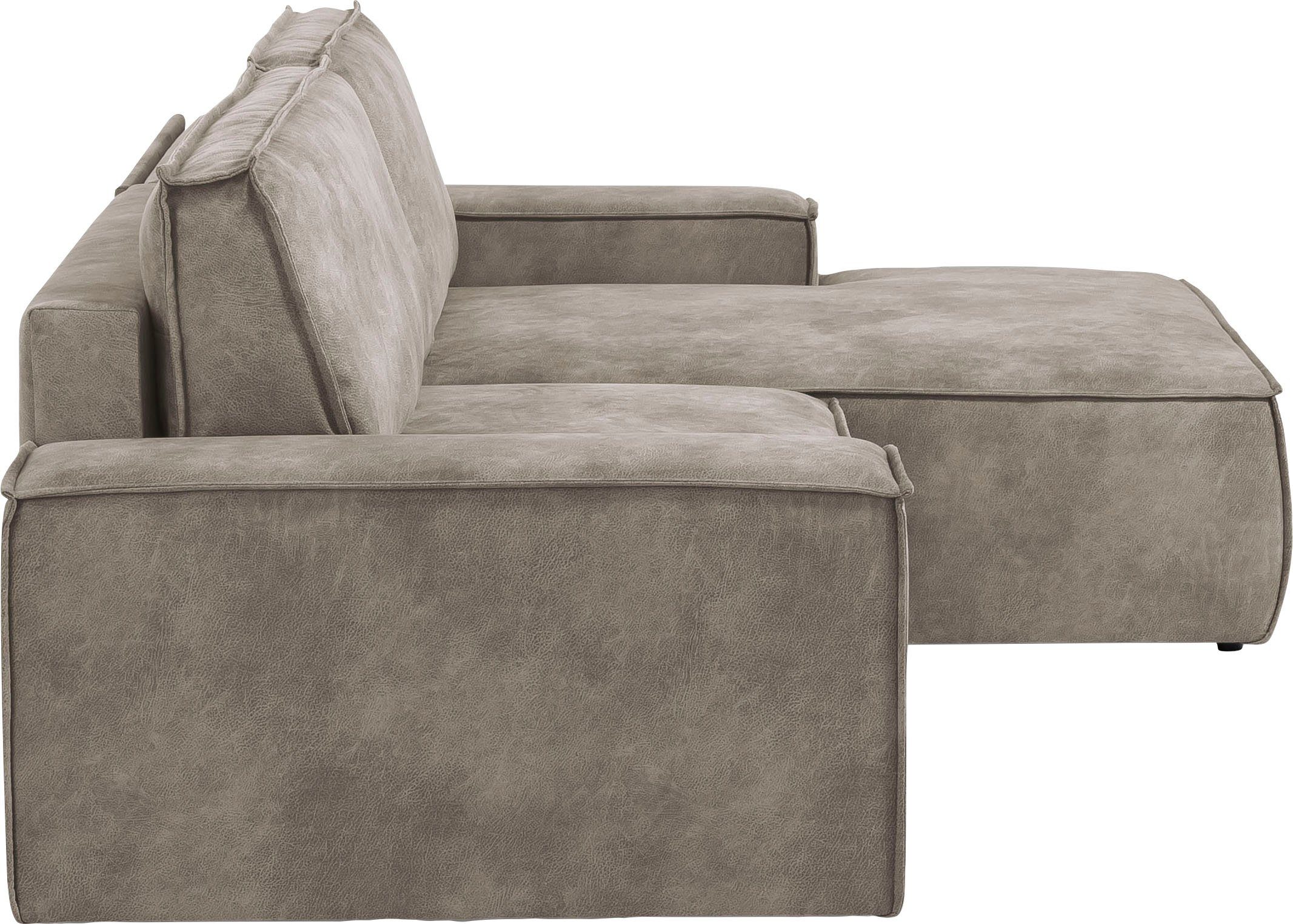 Home affaire Hoekbank SHERWOOD bedbank 267 cm, L-model, Slaapfunctie met bedlade (210x136 cm), cord, vintage, fluweel