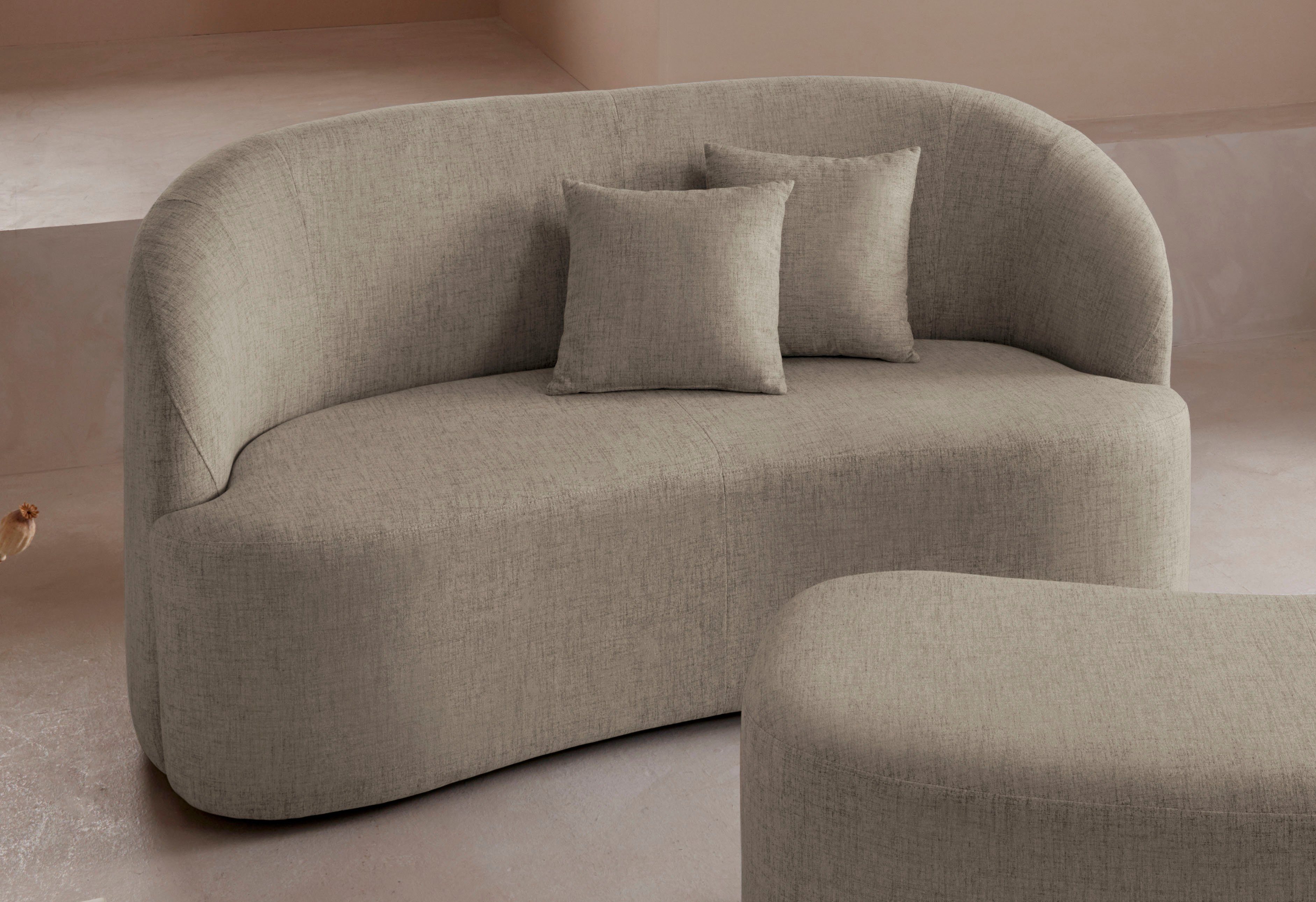 LeGer Home by Lena Gercke 2-zitsbank Dilara afgeronde rugleuning en front, in 3 stofkwaliteiten