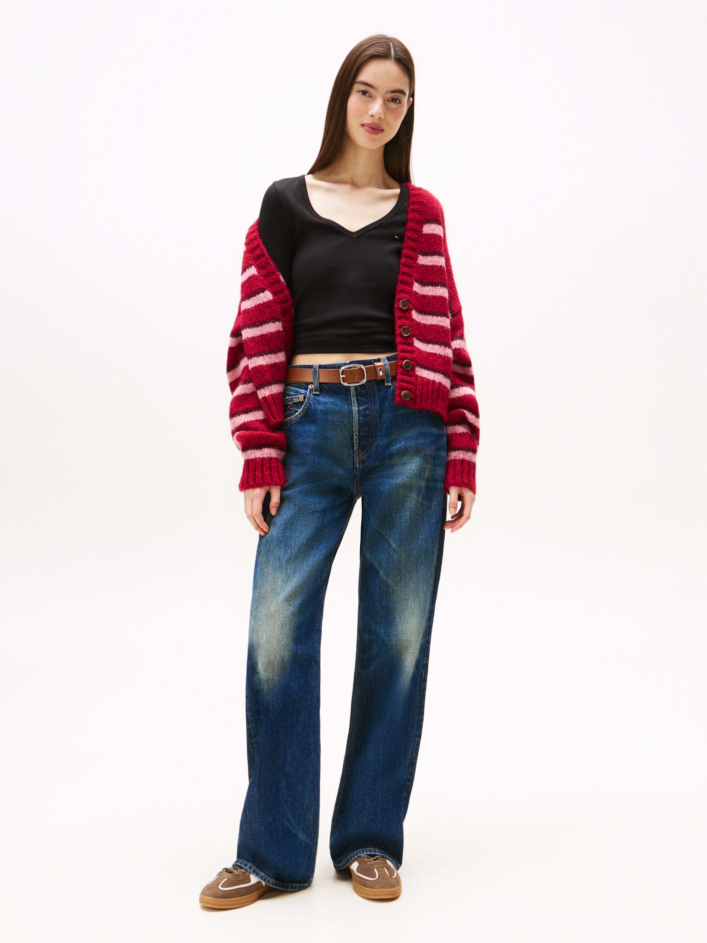 TOMMY JEANS Shirt met lange mouwen TJW SLIM ESSENTIAL RIB V LS
