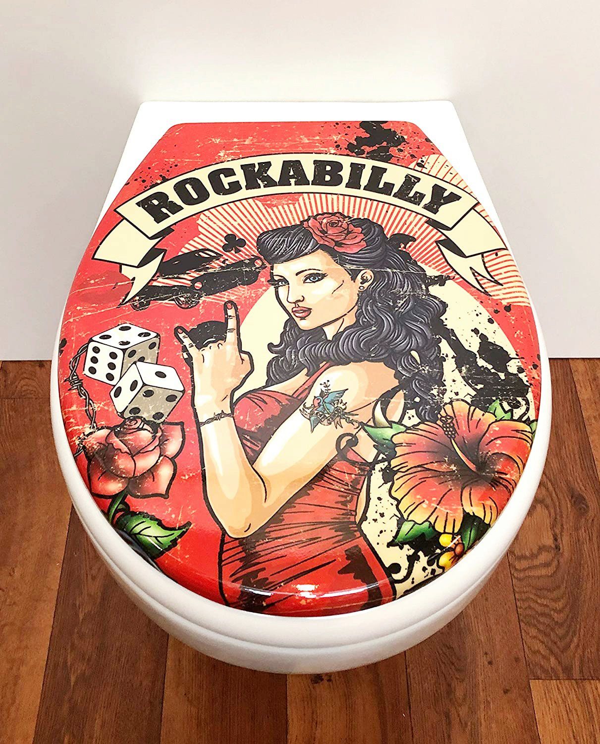 ADOB Toiletzitting Rockabilly Soft-closemechanisme, voor het schoonmaken afneembaar