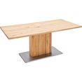 mca furniture eettafel greta eettafel massief hout met schaaldeel, rechte rand of gedeeld tafelblad beige