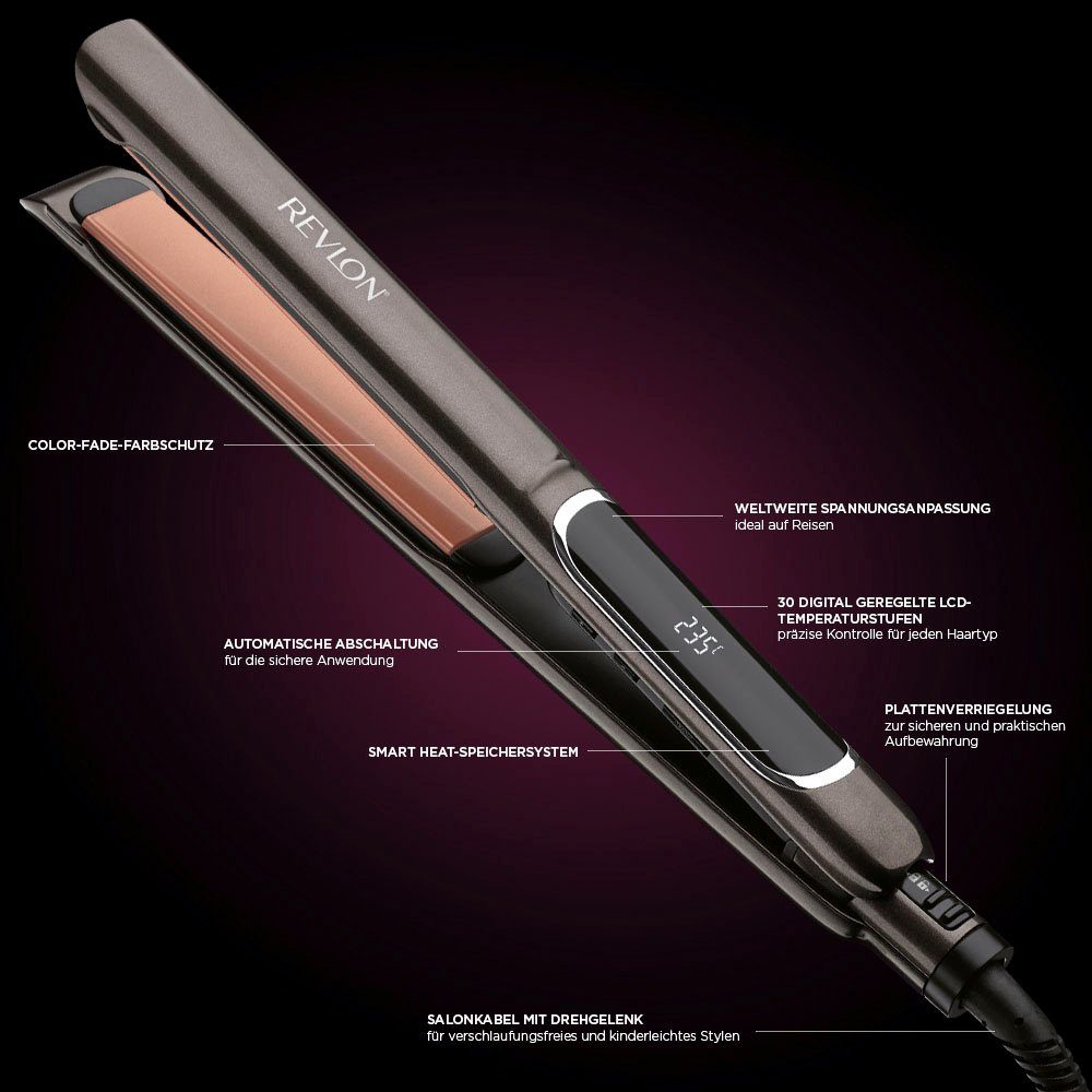 Revlon Straightener RVST2175 125mm, afgeronde, beweegbare bladen in 10 seconden klaar voor gebruik