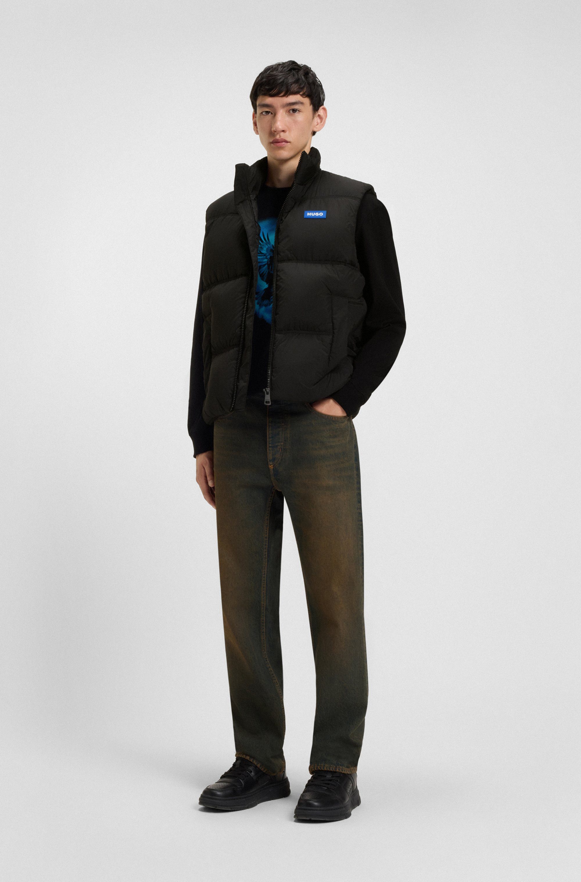 HUGO Blue Bodywarmer Bodolino Opstaande kraag, relaxed fit, gewatteerd