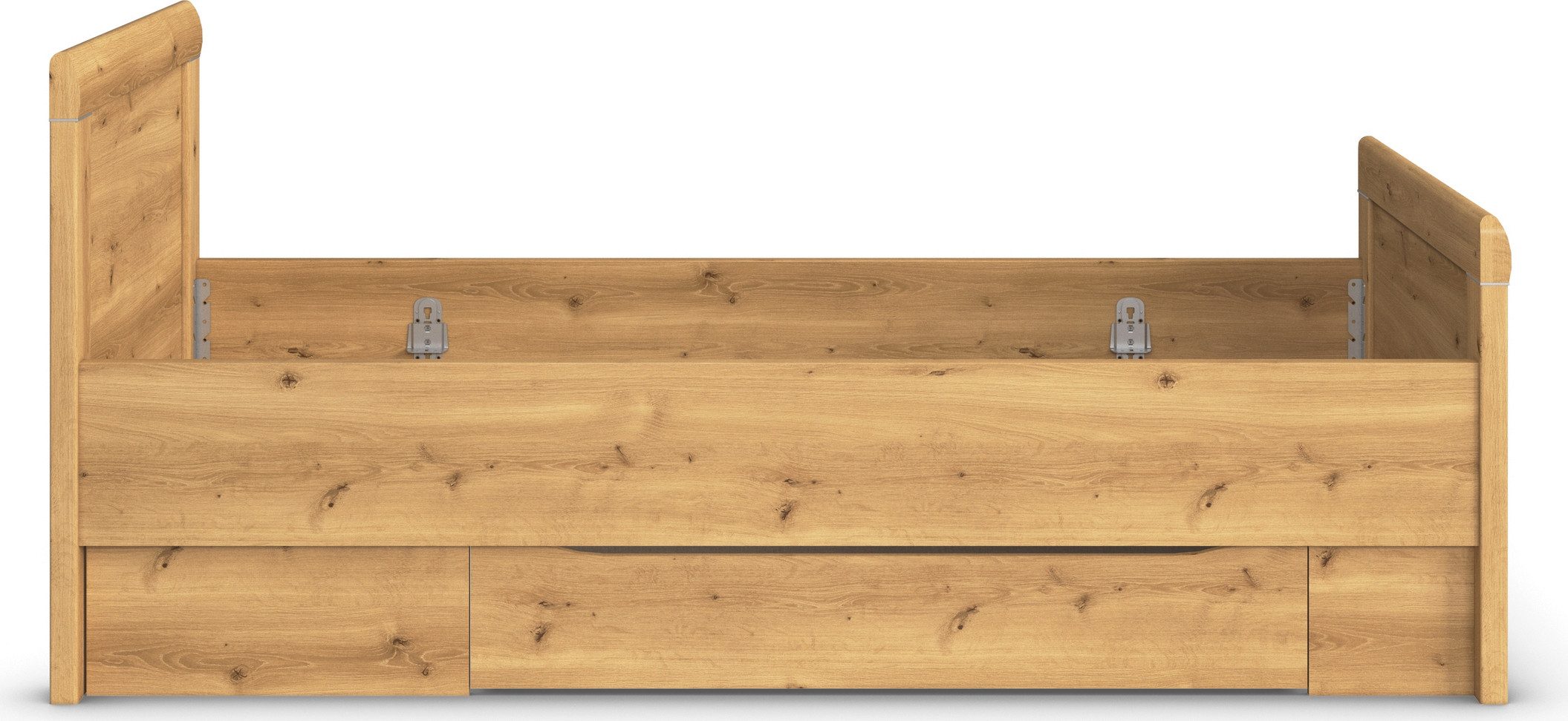 rauch Ledikant met bergruimte Bed Eenpersoons Stollenbed Bedkasten EVELYN in comfortabele hoogte met houten hoofdeinde en lades made in germany