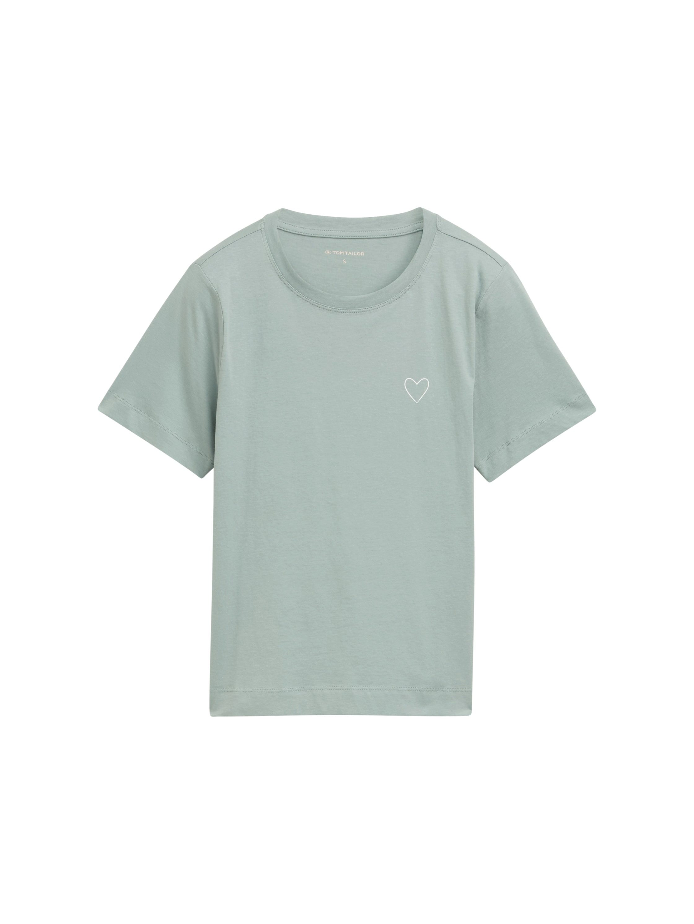 Tom Tailor Shirt met ronde hals met hartmotief als frontprint