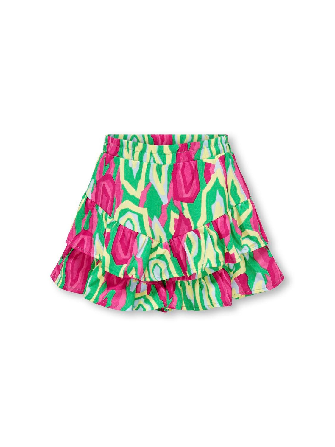 Only KIDS GIRL skort KOGSIA met all over print en ruches felgroen fuchsia Rok Meisjes Polyester 140