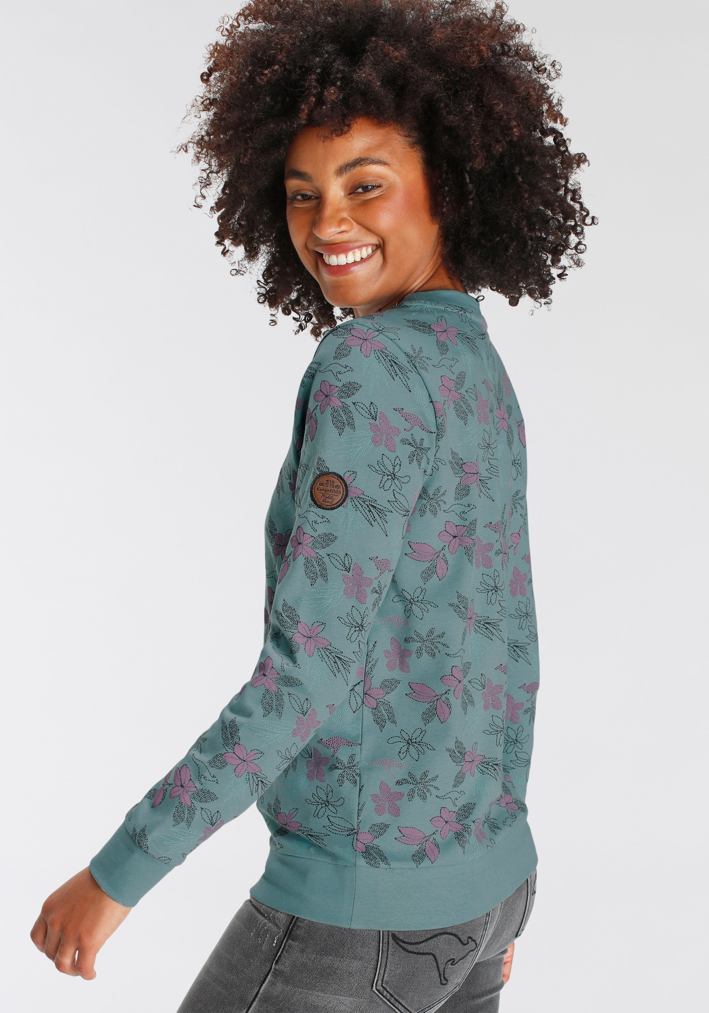 KangaROOS Sweatshirt Langarm, casual snit, gebloemd, ronde hals