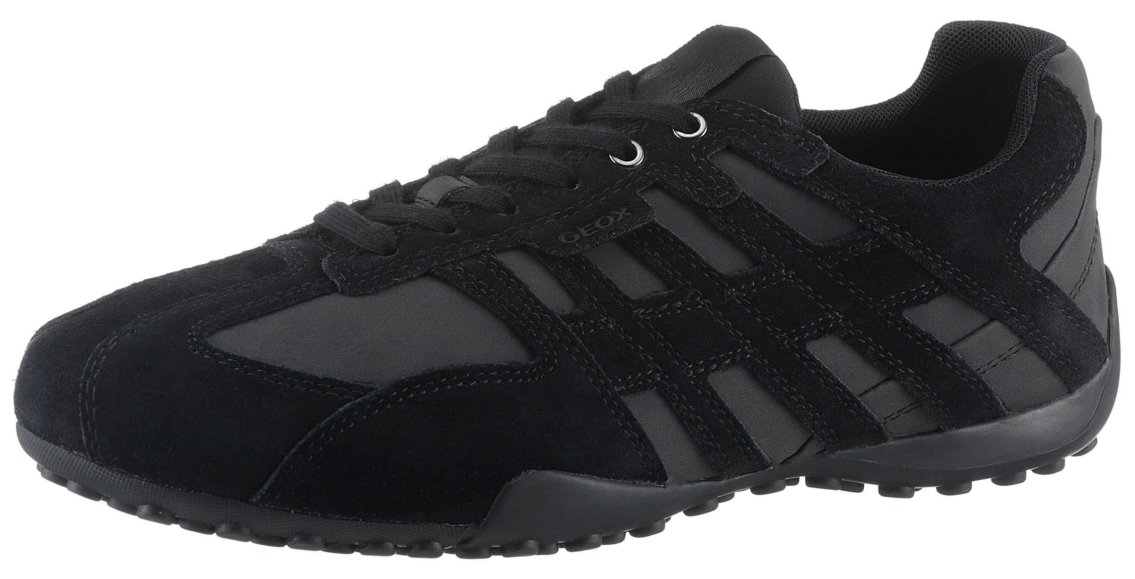 Geox Sneakers UOMO SNAKE A Vrijetijdsschoen, lage schoen, veterschoen met uitneembare binnenzool heren veterschoenen maat 40 zwart