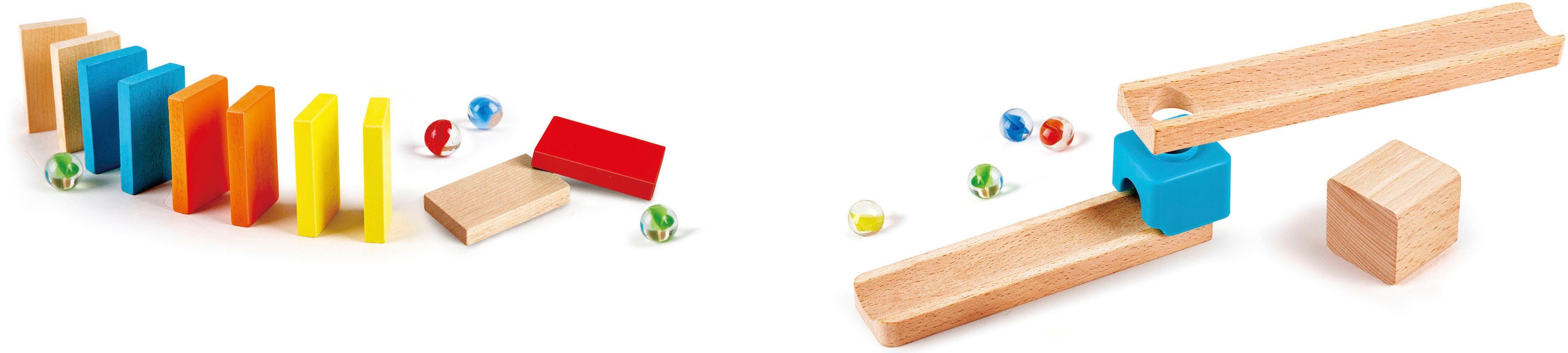 Hape Knikkerbaan met twee banen en dominostenen