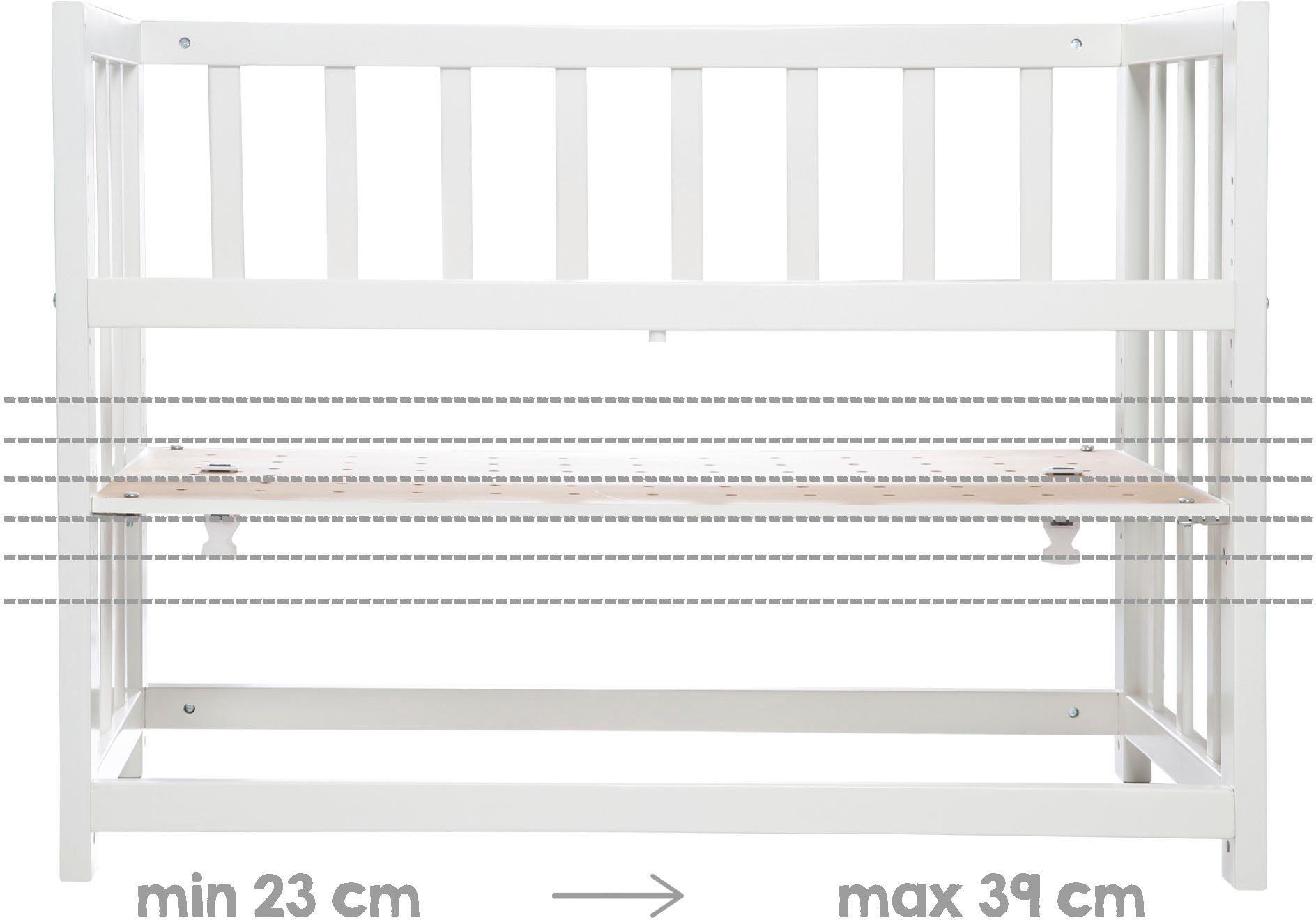 Roba® Wieg 3-in-1, Nijntje, wit tot bed of bank om te bouwen, ligoppervlak in hoogte verstelbaar