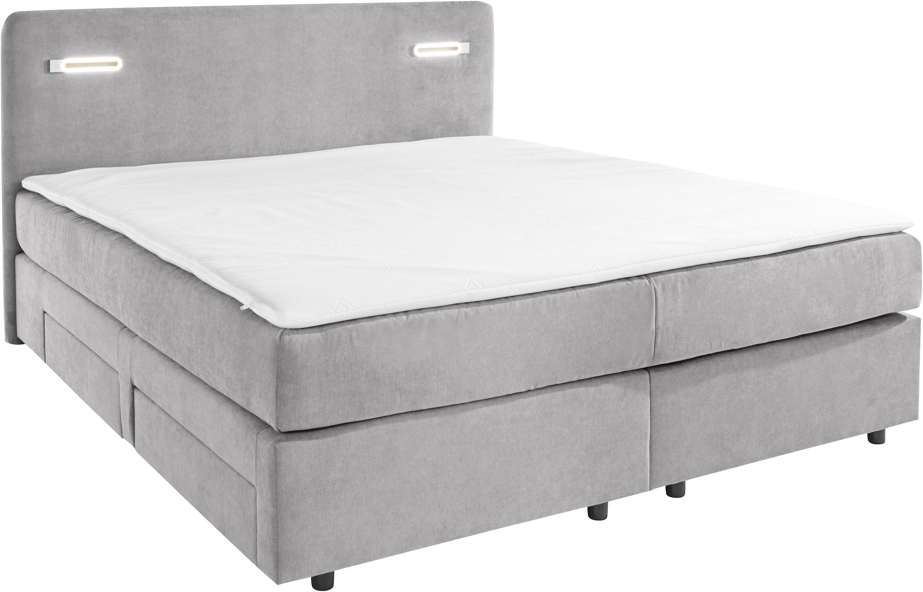 INOSIGN Boxspring Luan met laden, ledverlichting en topmatras, in breedte 120 cm en 180 cm te bestellen, in verschillende hardheden te kiezen.