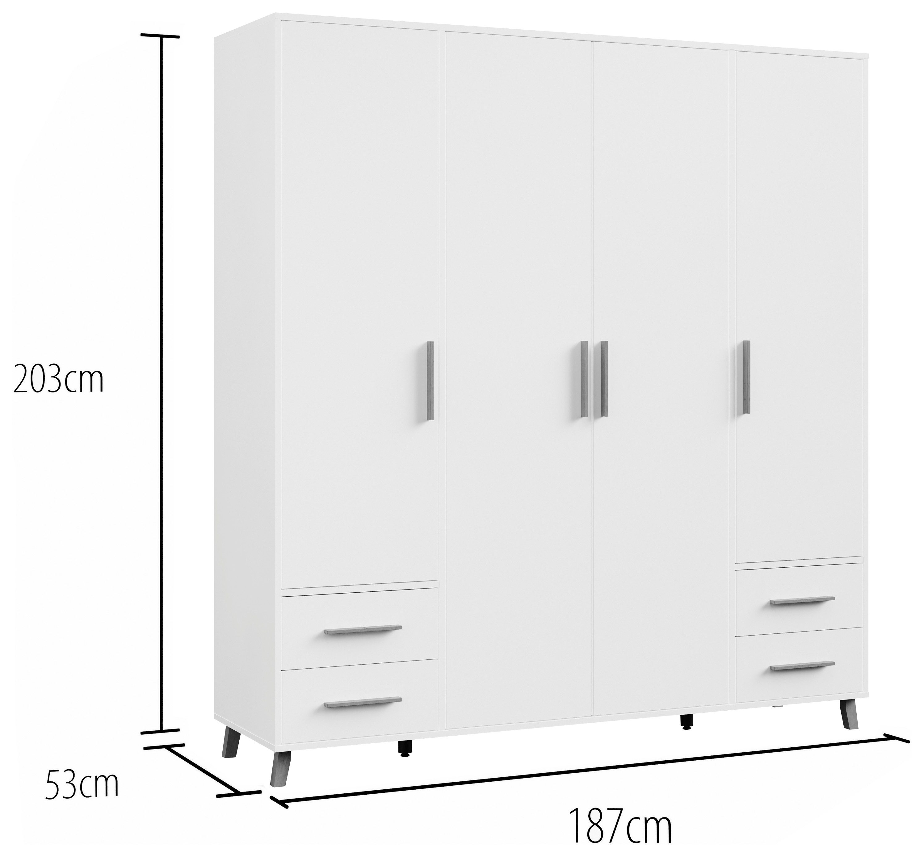 rauch Draaideurkast Kledingkast kast garderobe waskast SHINJO Grepen en voeten van massief hout met 2 lades MADE IN GERMANY