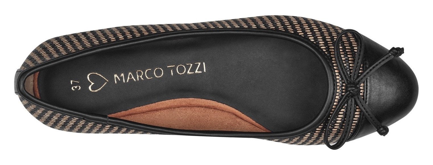 Marco Tozzi Ballerina's , blokhak, instapschoen, business schoen met vlechtpatroon