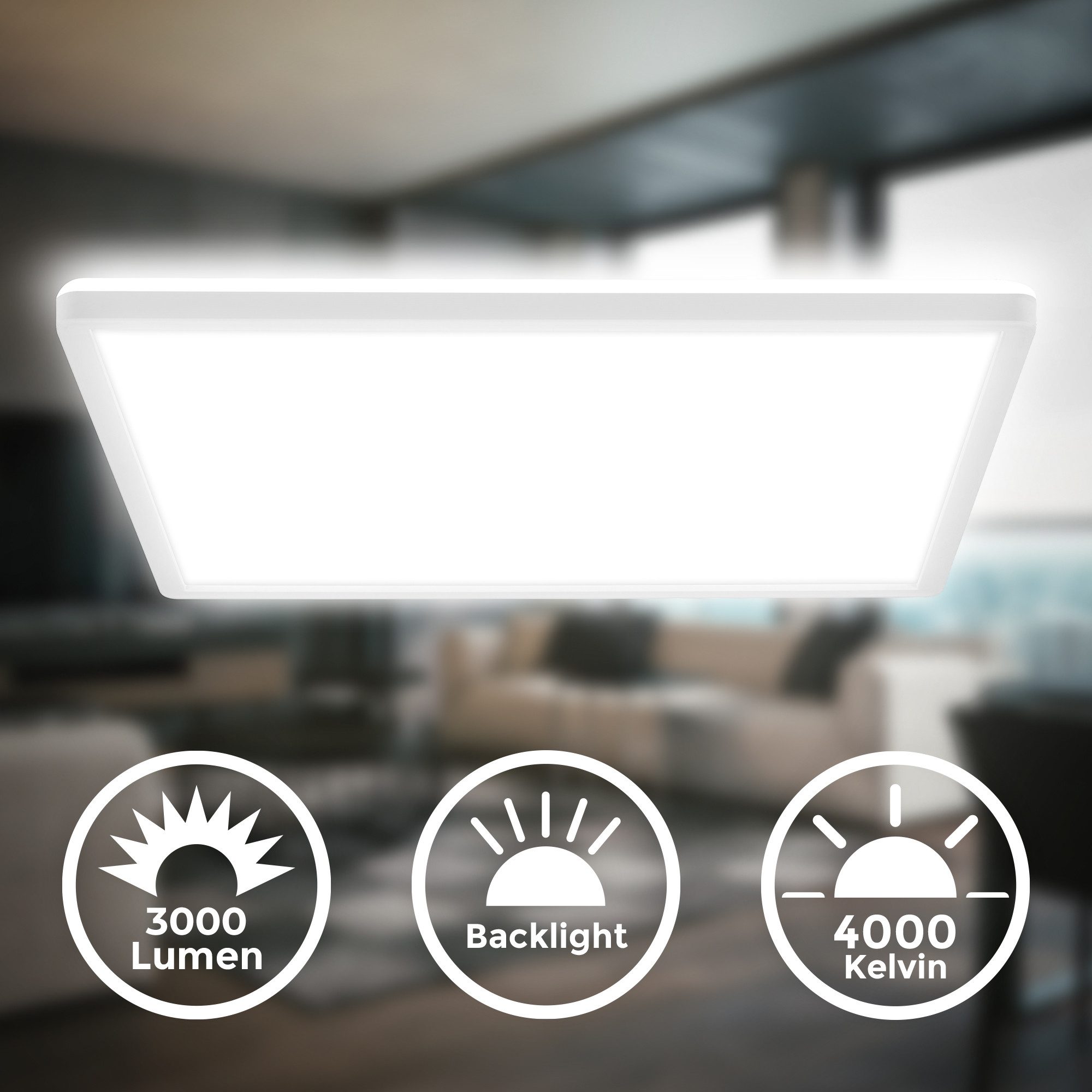 B.K.Licht Led-plafondlamp BKL1601 ultra dunne plafondlamp, LED paneel met backlight