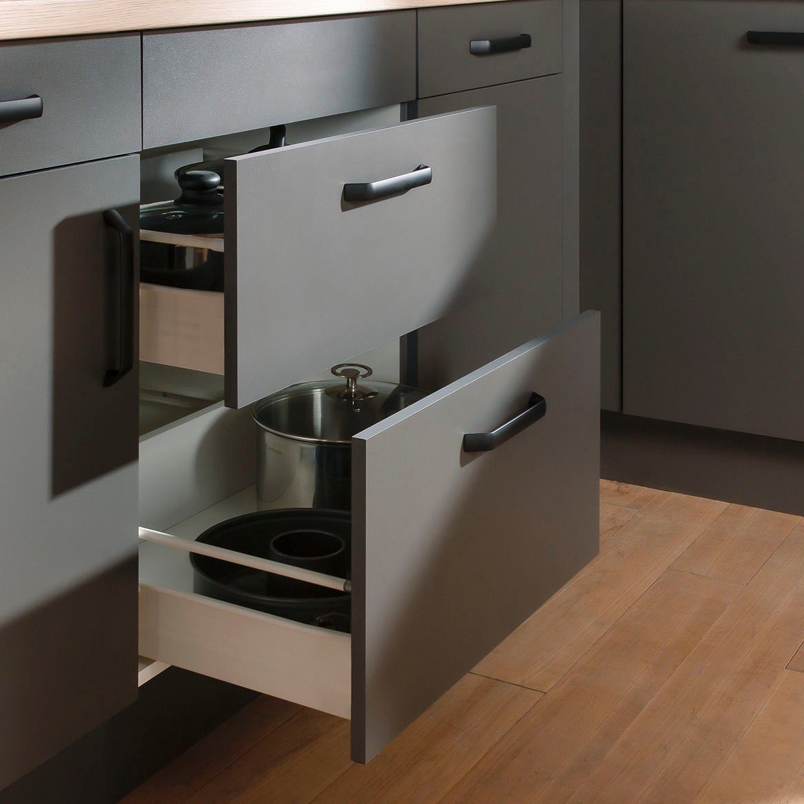 wiho Küchen Hoekkeuken "Simi", met verstelbare voeten, optioneel met elektrische apparaten Soft-close functie in lades & uittrekelementen, opstelbreedte 315/175 cm