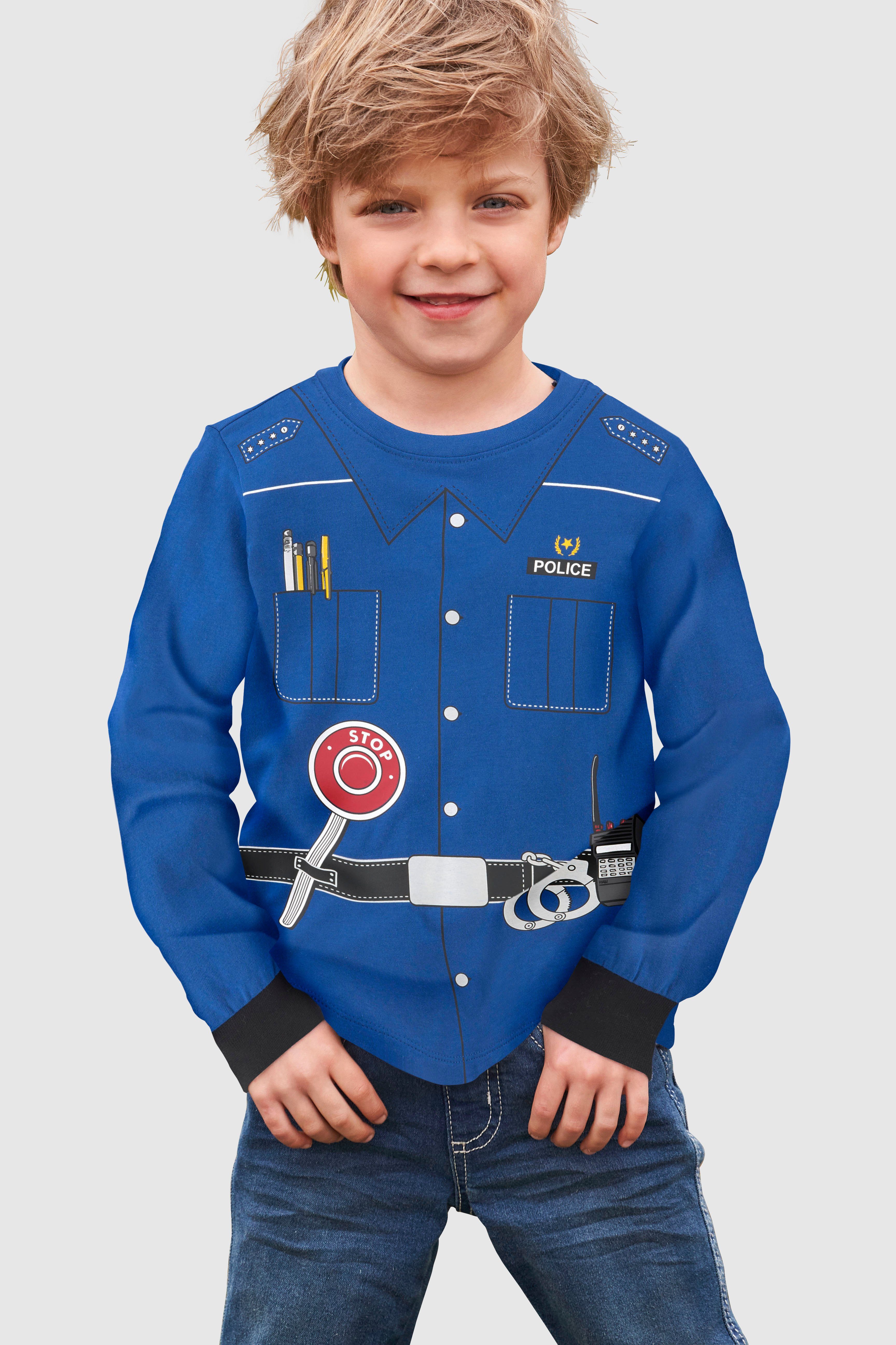 KIDSWORLD Shirt met lange mouwen Politie Lange mouwen, basic pasvorm, bedrukt, ronde hals