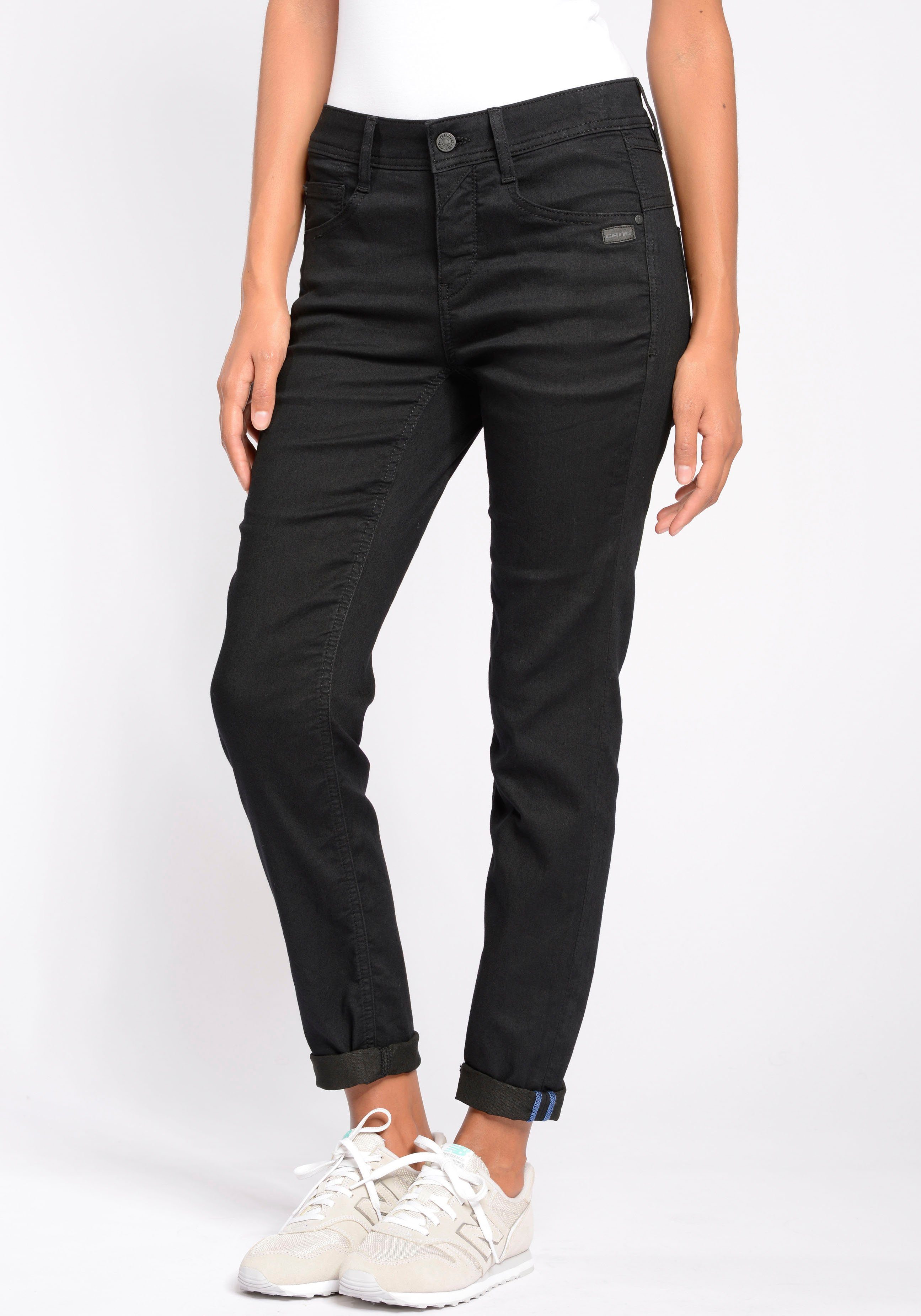 GANG 5-pocket jeans 94AMELIE van sweatdenim met schuine diep zittende achterzakken