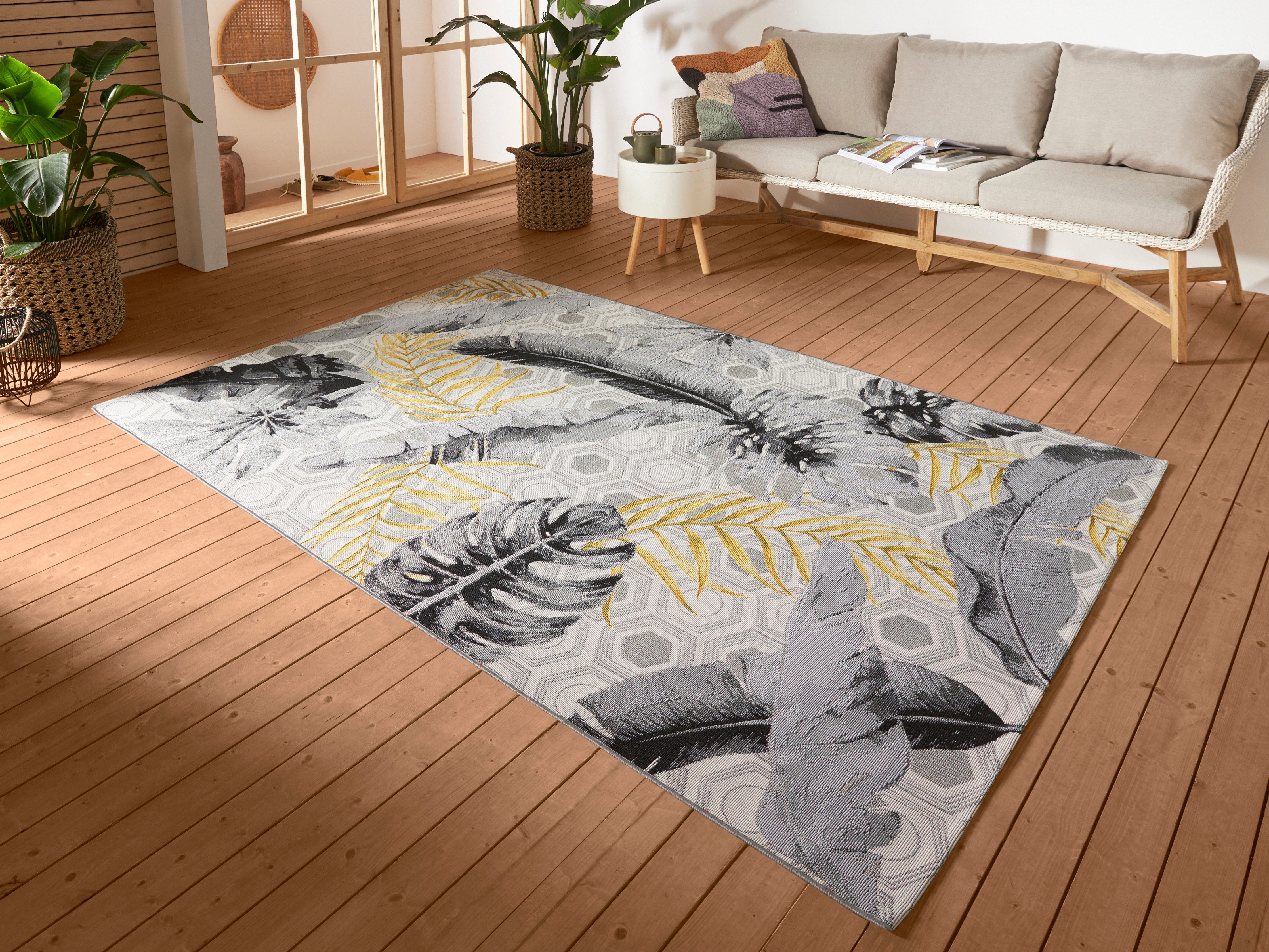 HANSE Home Outdoorkleed Gold Leaves In-& outdoor, tapijt, weerbestendig, balkon, tuin, woonkamer, floraal buitenkleden maat 200 cm x 285 cm x 3 mm