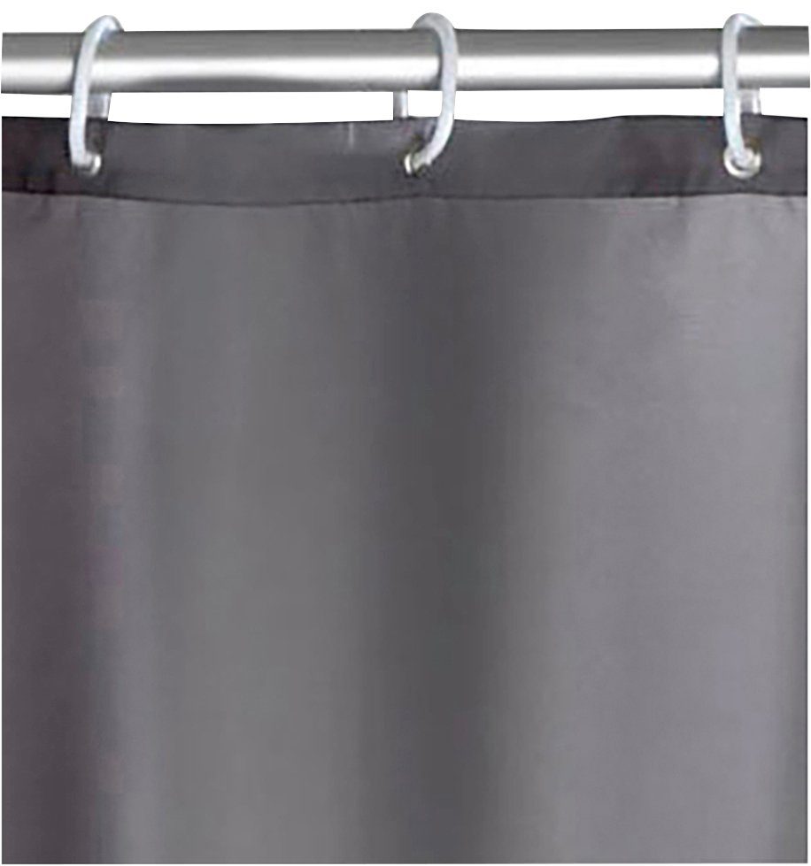 WENKO Douchegordijn Uni Grey Hoogte 200 cm, wasbaar