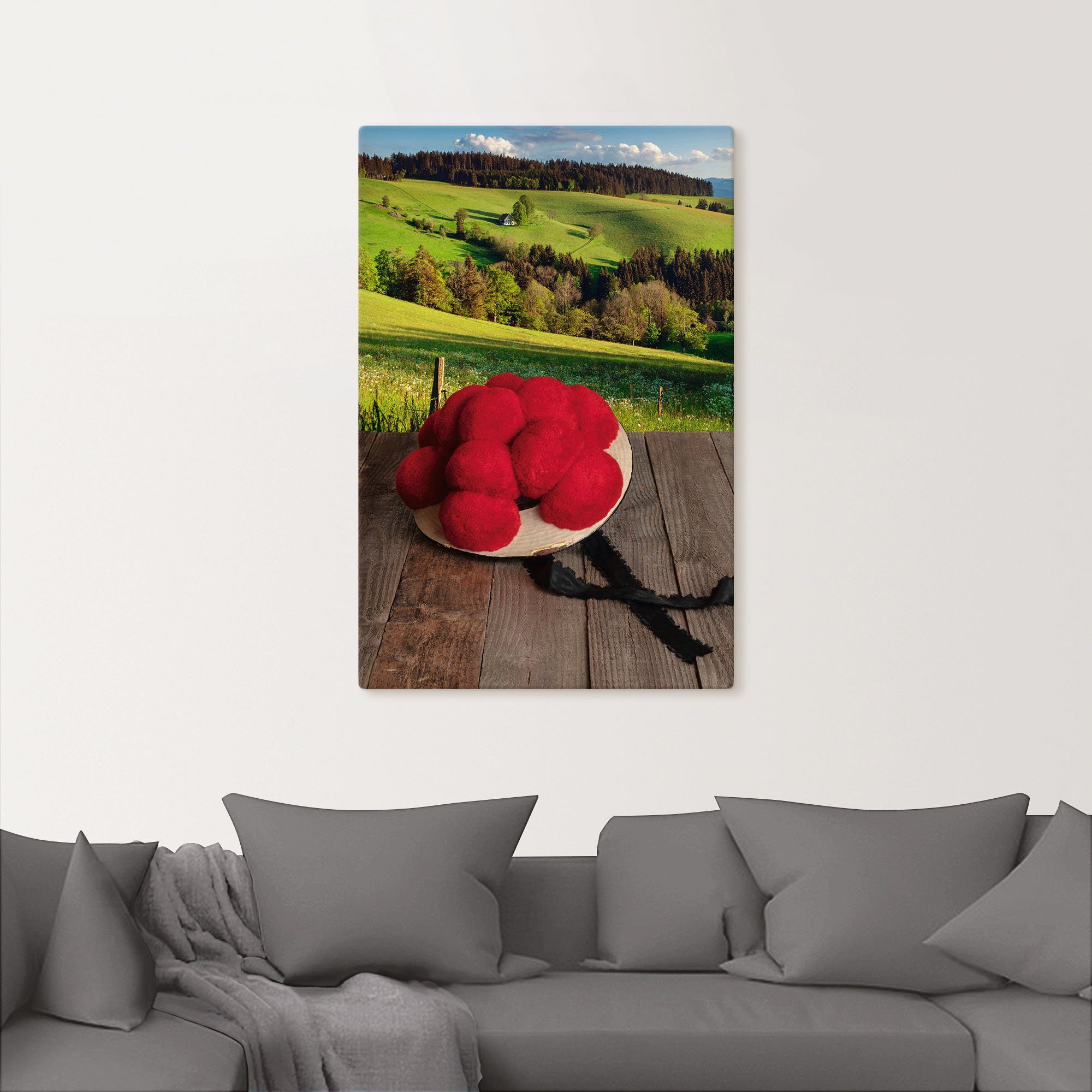 Artland Artprint Bollenhut uit het Zwarte Woud op een houten tafel als artprint van aluminium, artprint voor buiten, artprint op linnen in verschillende maten
