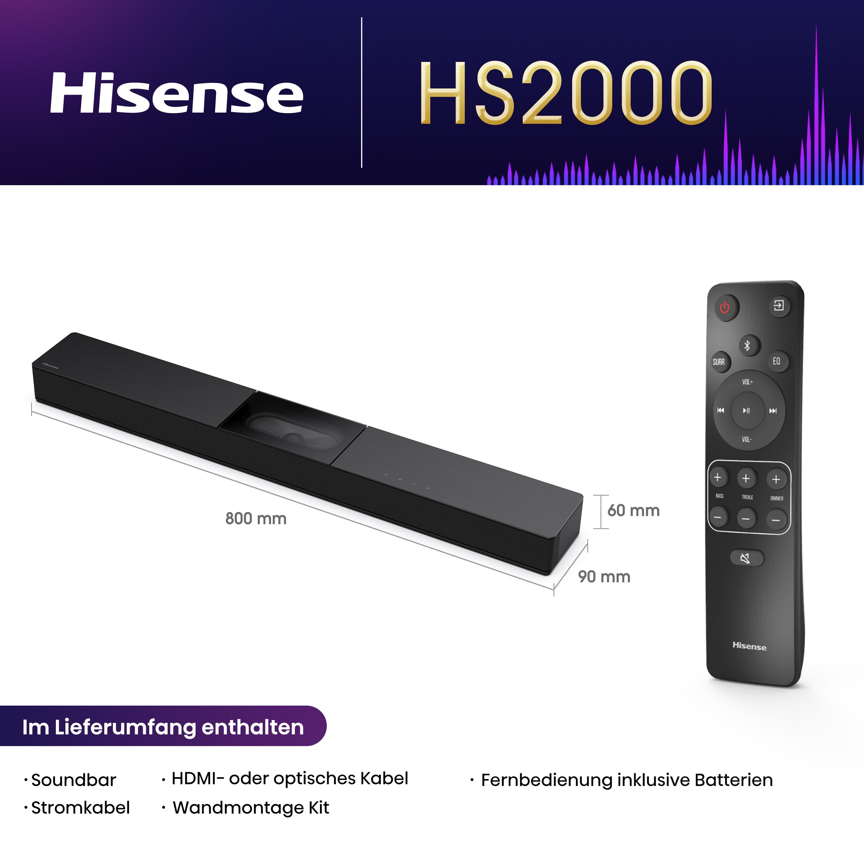 Hisense 2.1-geluidssysteem HS2000 (1 stuk)