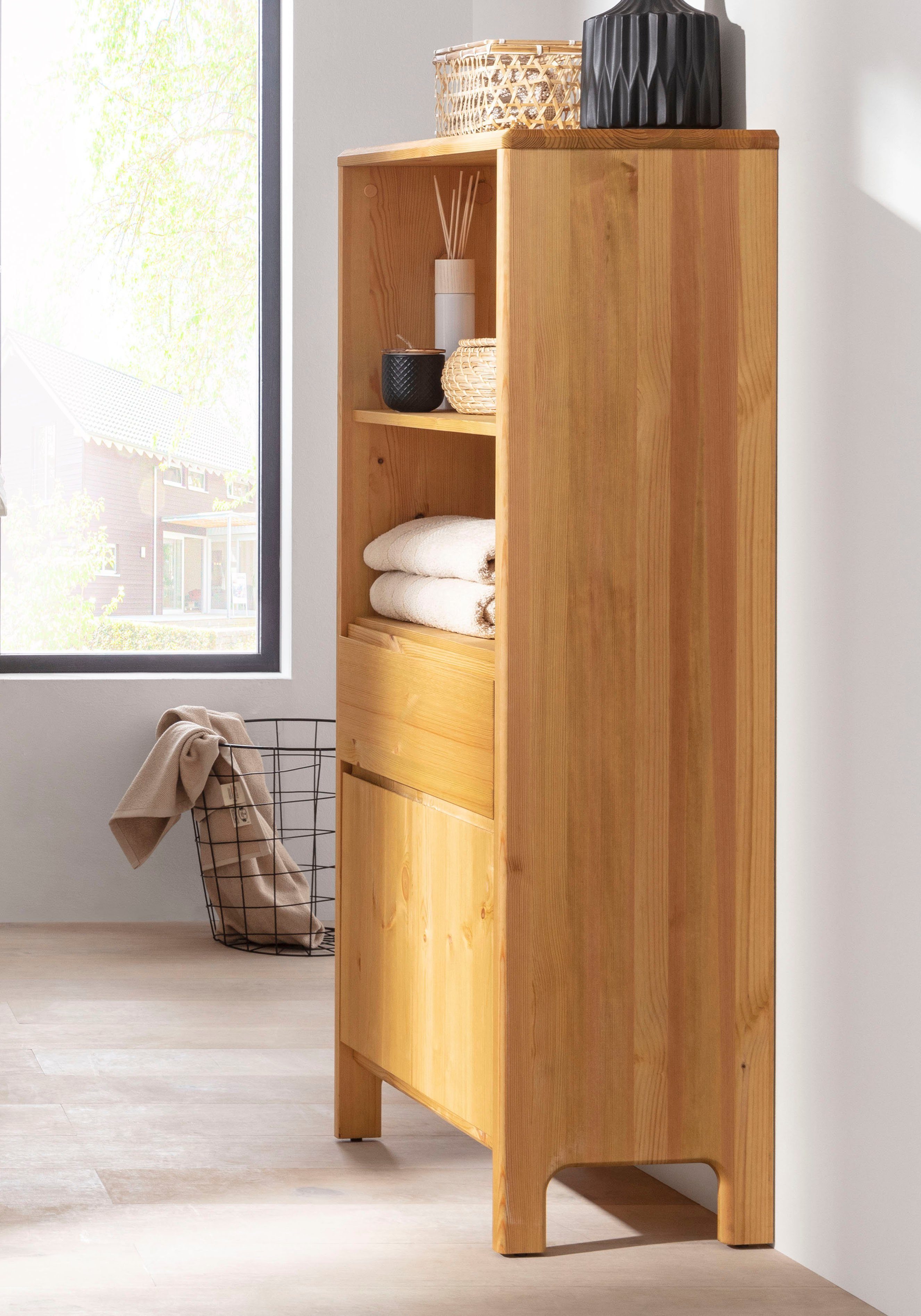 OTTO products Halfhoge kast Jorrick Breedte 60 cm, massief grenenhout met bio olie/was behandeld