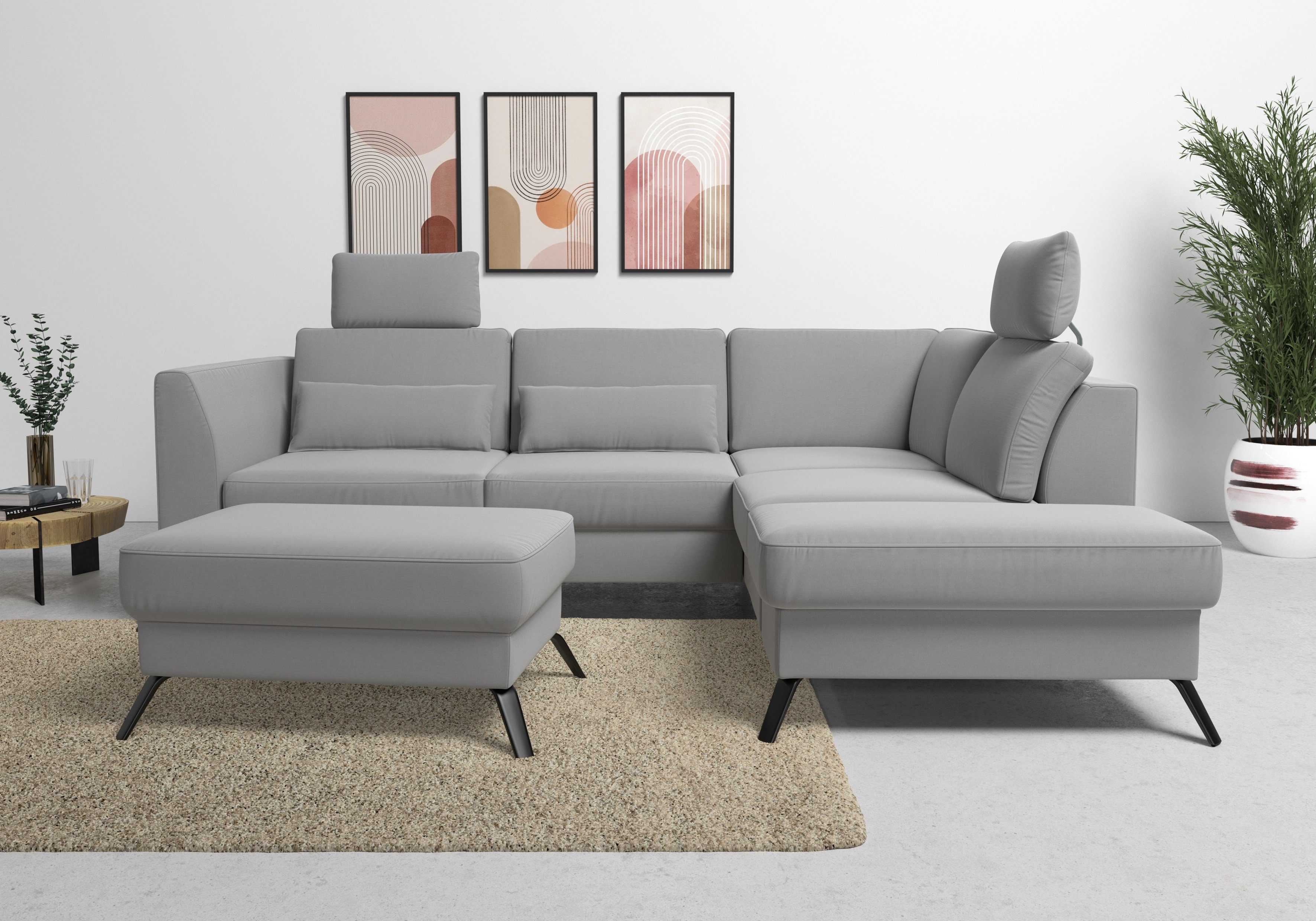 sit&more Hoekbank Olsen L-vorm inclusief zitdiepteverstelling, naar keuze met slaapfunctie, 15 cm hoog