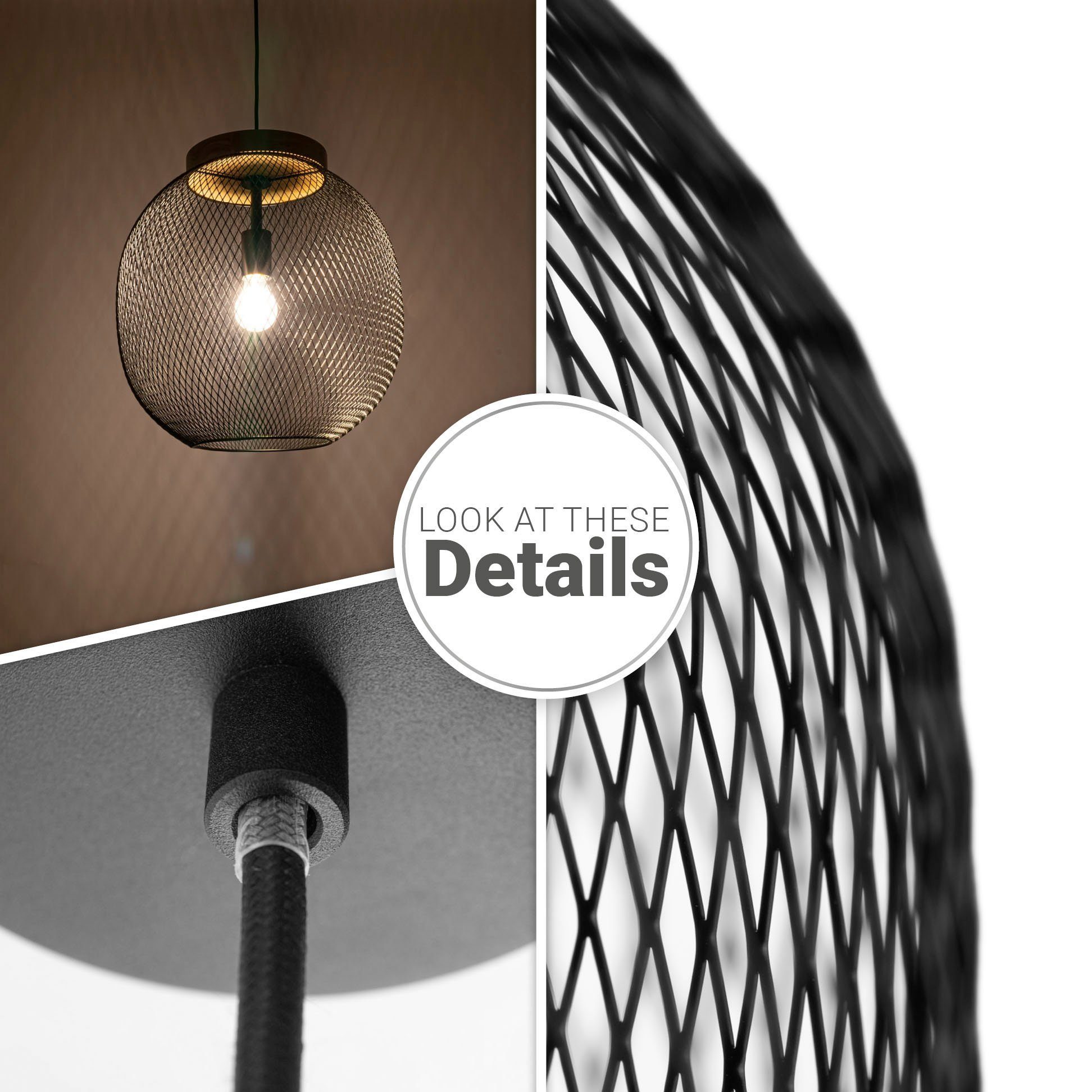Paco Home Hanglamp TRAPU Pendellamp eettafel metaal mand retro pendellamp vintage E27