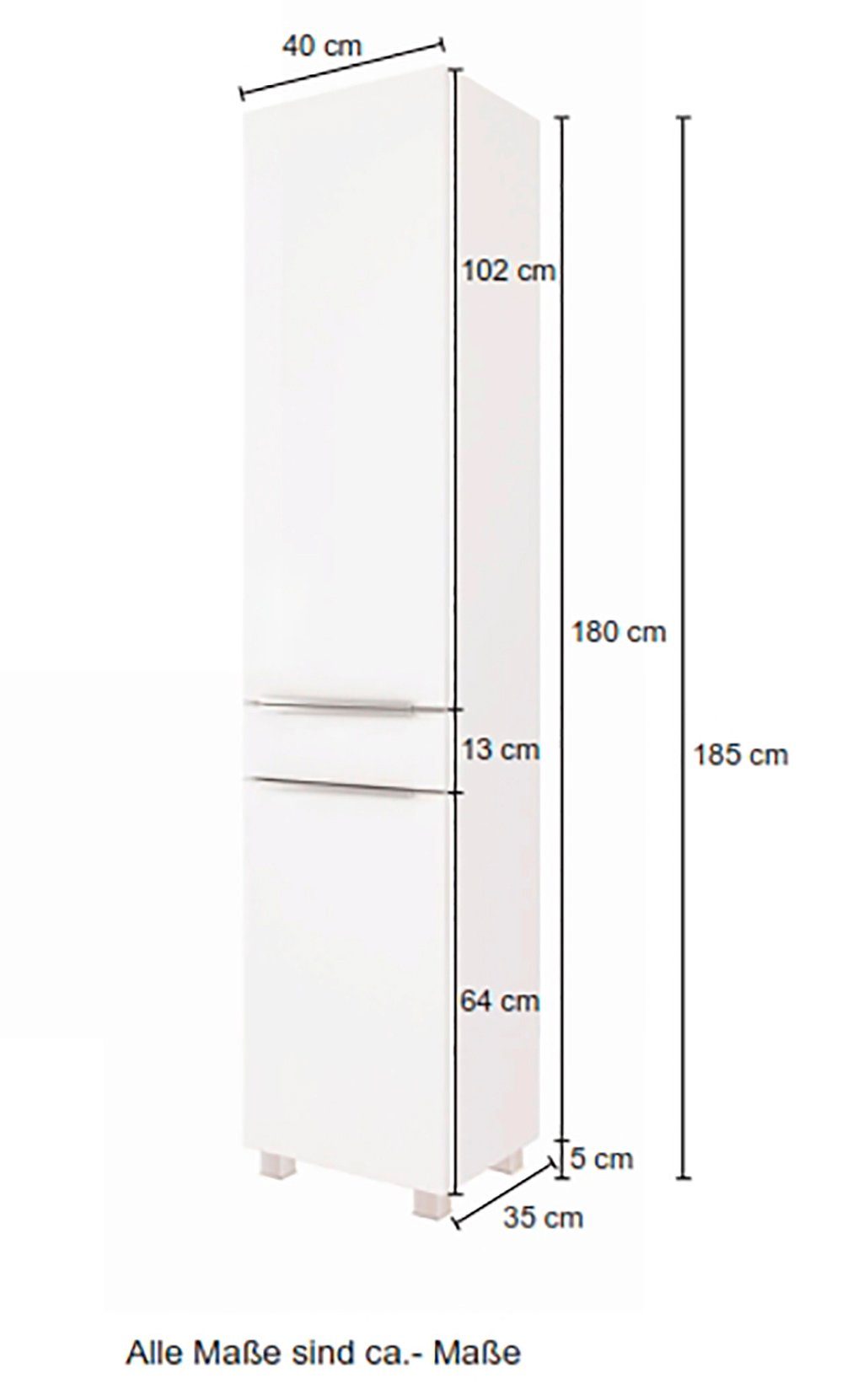 welltime Smalle kast Matera Breedte 40 cm, hoogwaardige matte mdf-fronten en soft-closefunctie