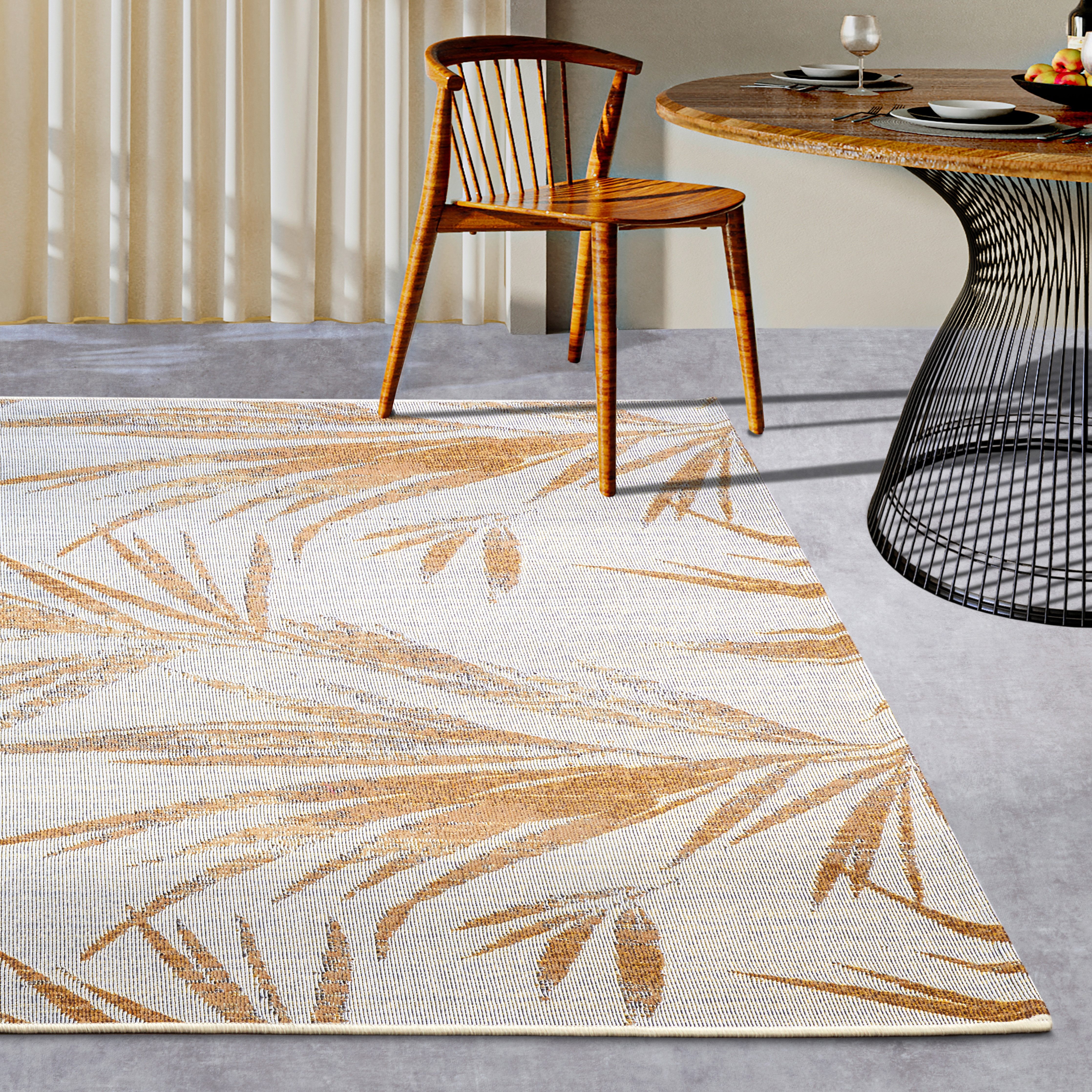 Villeroy & Boch Outdoorkleed Leonie Buiten, vlakweefsel, weerbestendig, balkon, tuin, bloemig, terras buitenkleden maat 200 cm x 285 cm x 3 mm beige