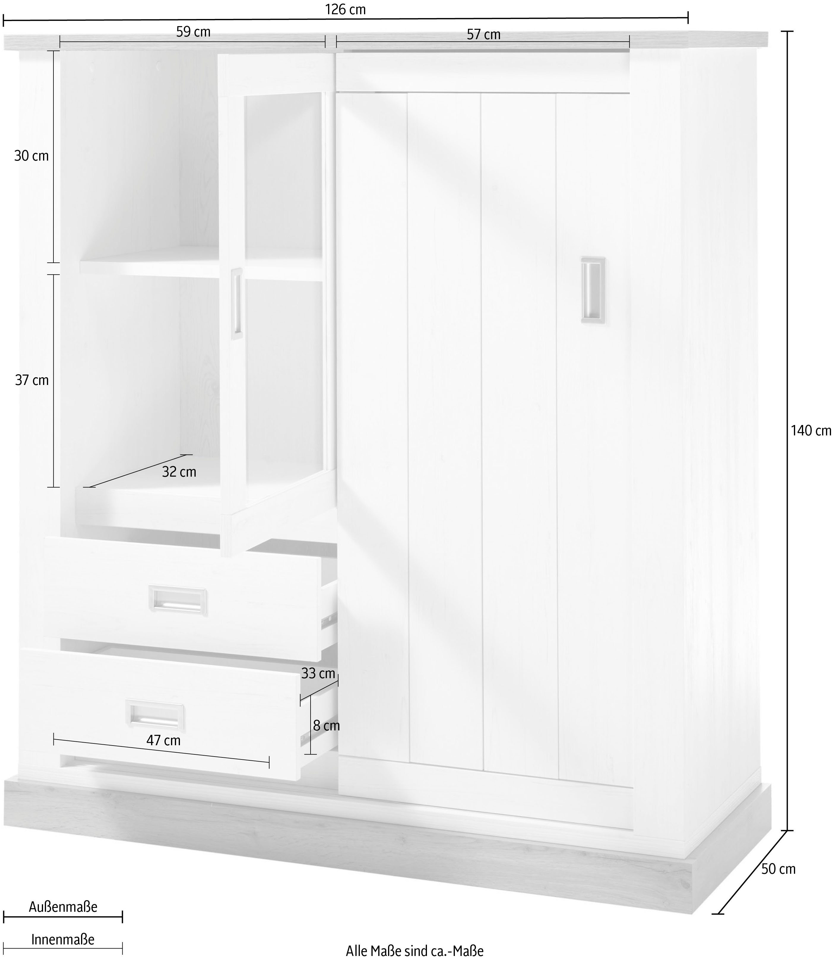 Home affaire Highboard Orlando Hoogte ca. 140 cm