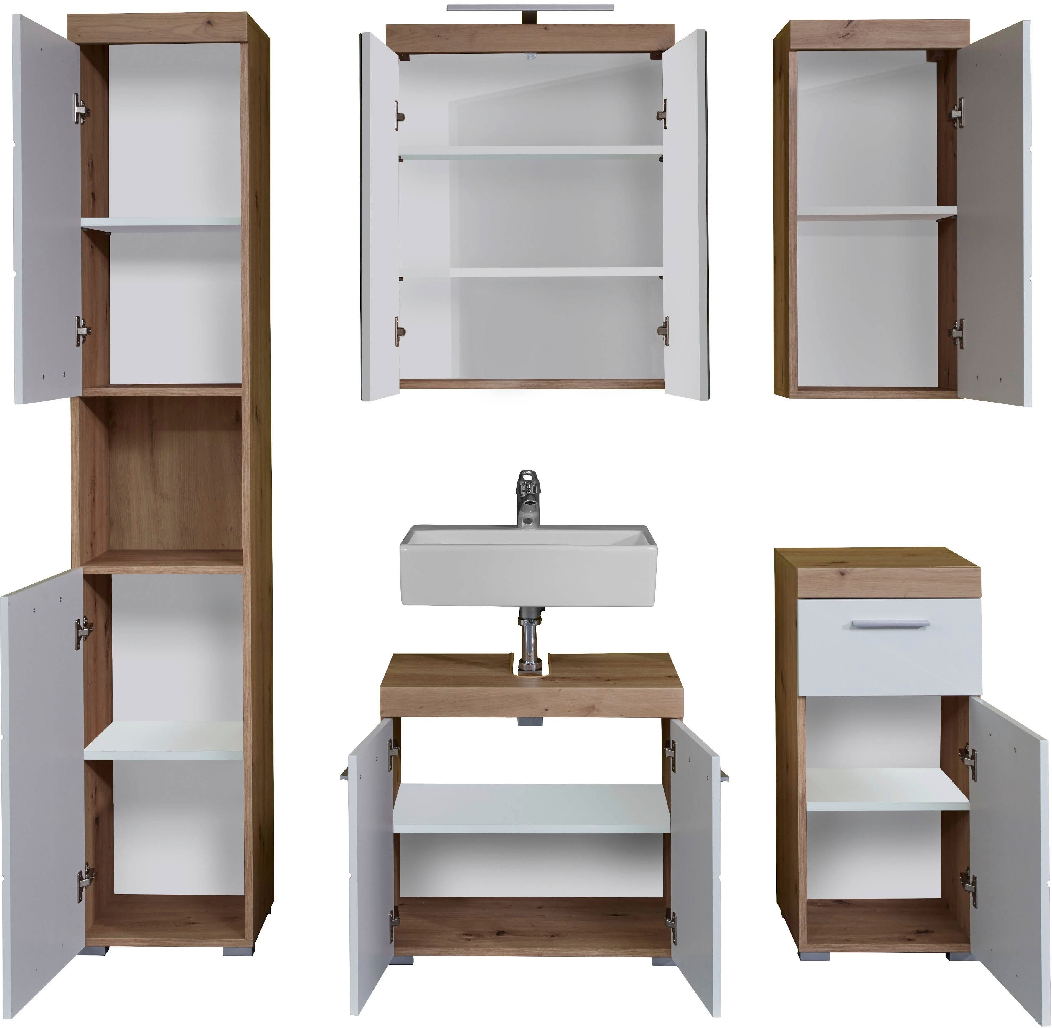 INOSIGN Hoge kast Avena Badkamer hoge kast met open vak, 2 deuren en 2 planken