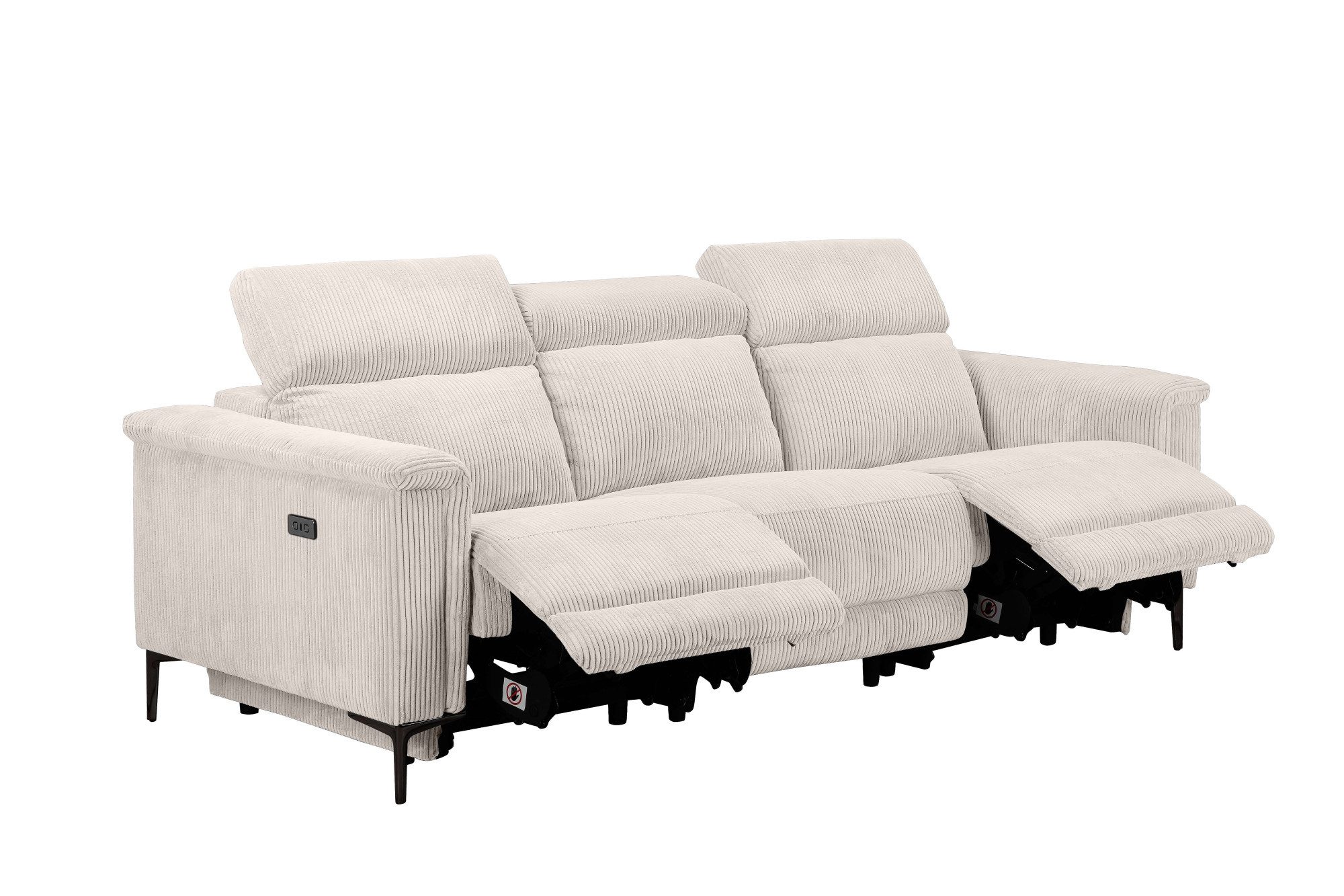 Places of Style 3-zitsbank Lund Cord, met handmatige of elektrische relaxfunctie in 2 zitplaatsen