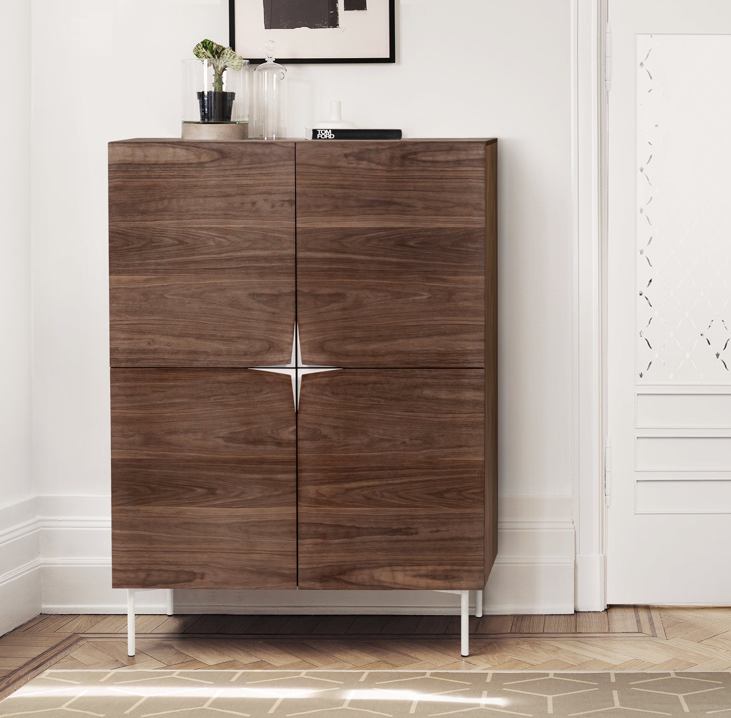 Woodman Highboard Commode met eiken fineer, in Scandinavisch ontwerp highboards bruin