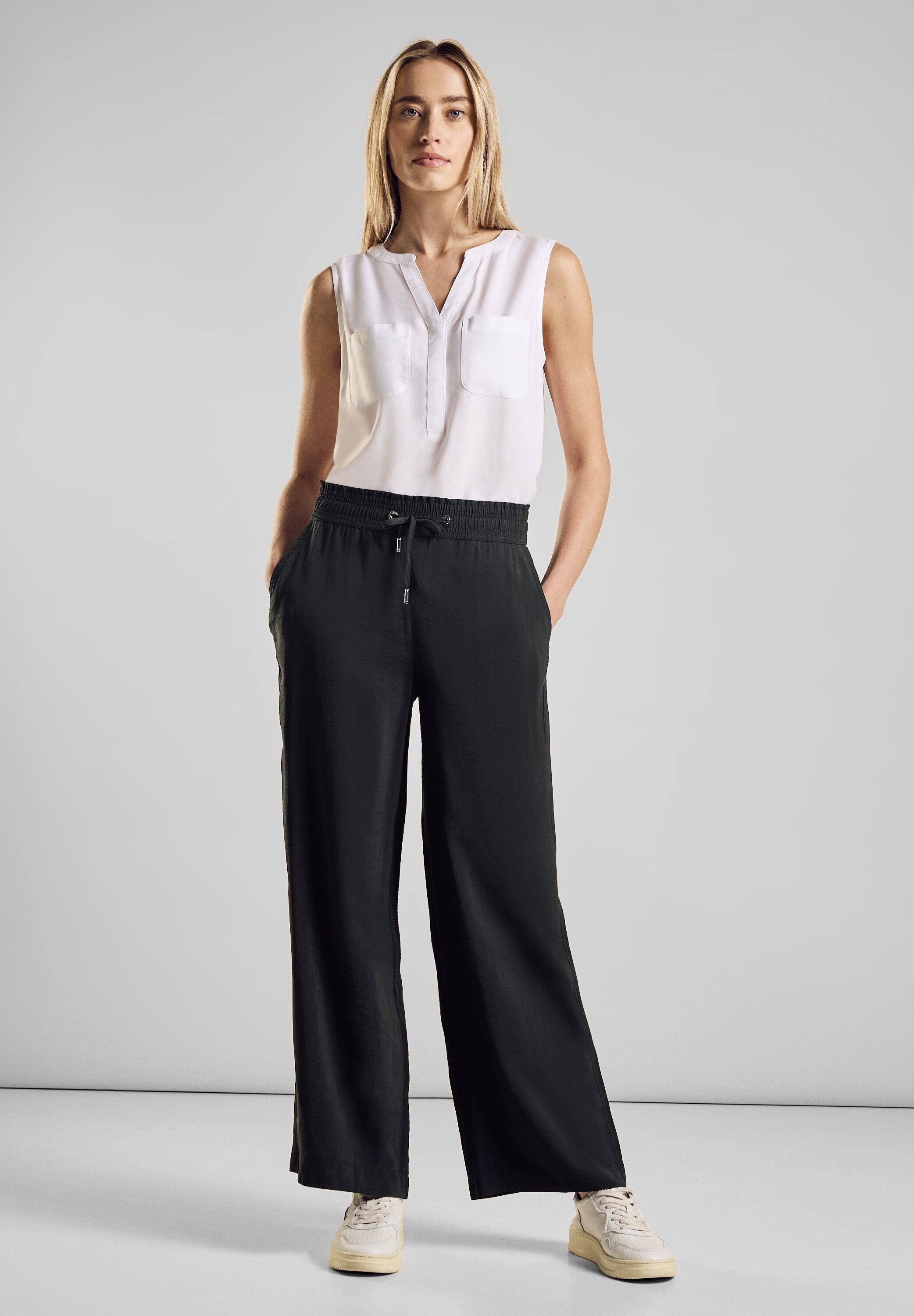 STREET ONE Stoffen broek met trekkoord