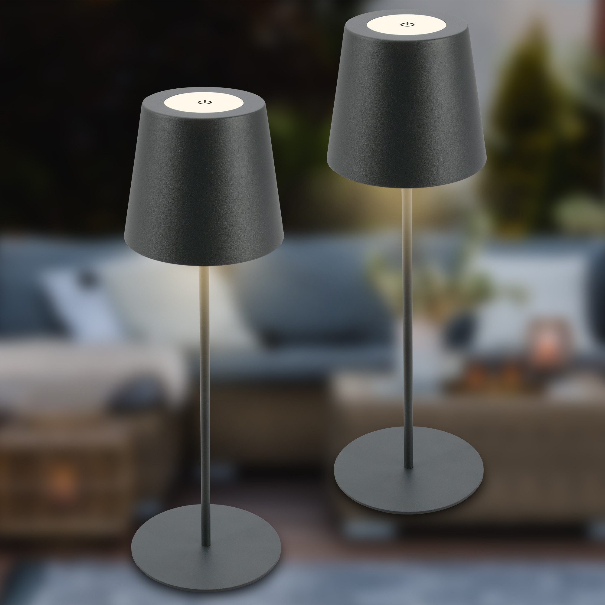 Briloner Leuchten Tafellamp 2-pack LED tafellamp draadloos, antraciet 2-delige set led onderbouwverlichting keuken 58,5 cm uitbreidbaar