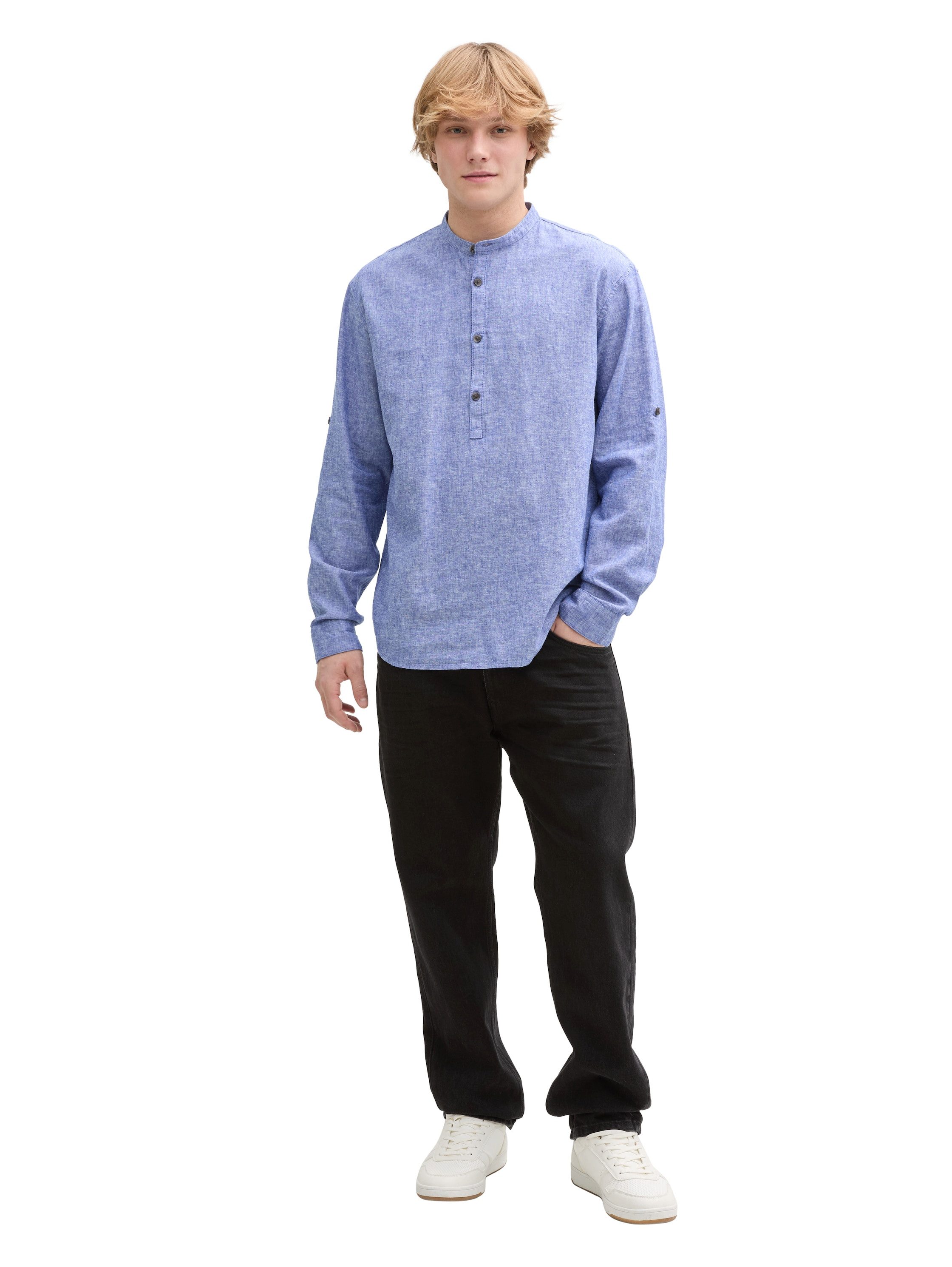 Tom Tailor Denim Overhemd met lange mouwen met aandeel linnen