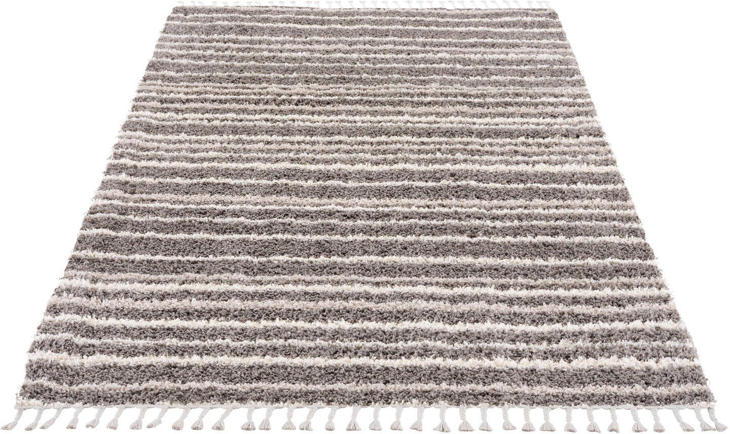 Carpet City Hoogpolig vloerkleed Pulpy 520 bijzonder zacht, met franje, strepen-look