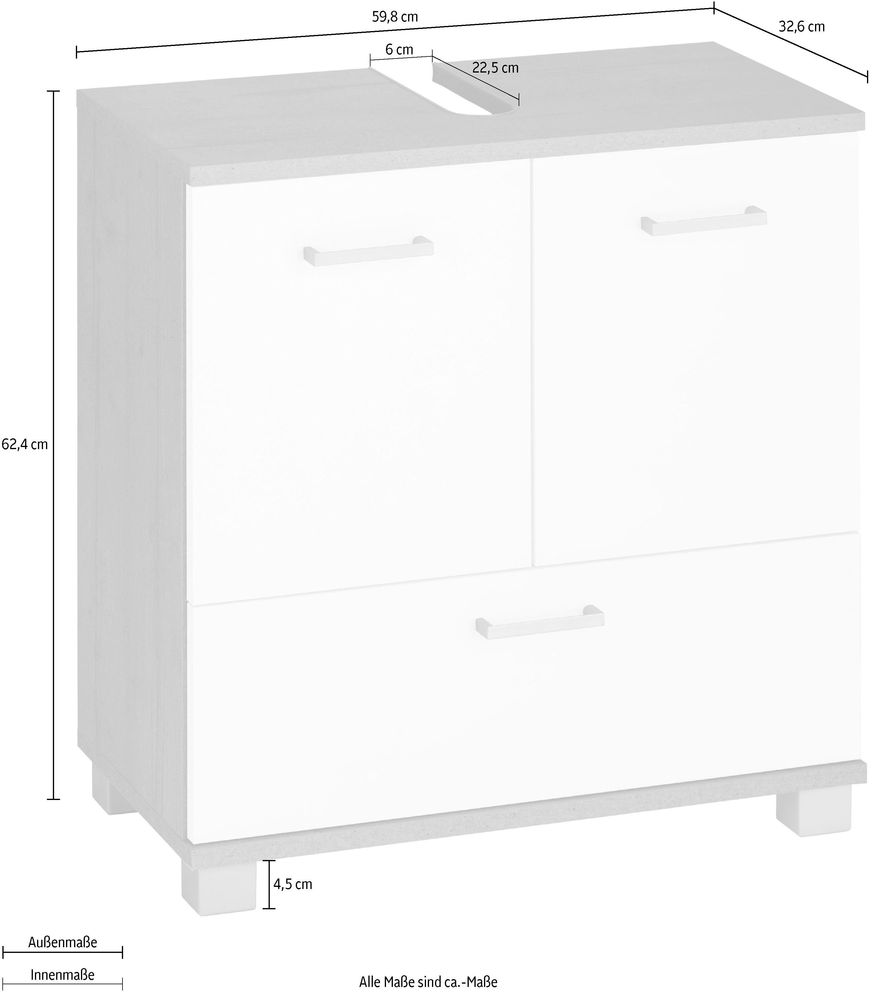 Schildmeyer Wastafelonderkast Mobes, Made in Germany Breedte 60 cm, badkamerkast wastafelonderkast onderkast