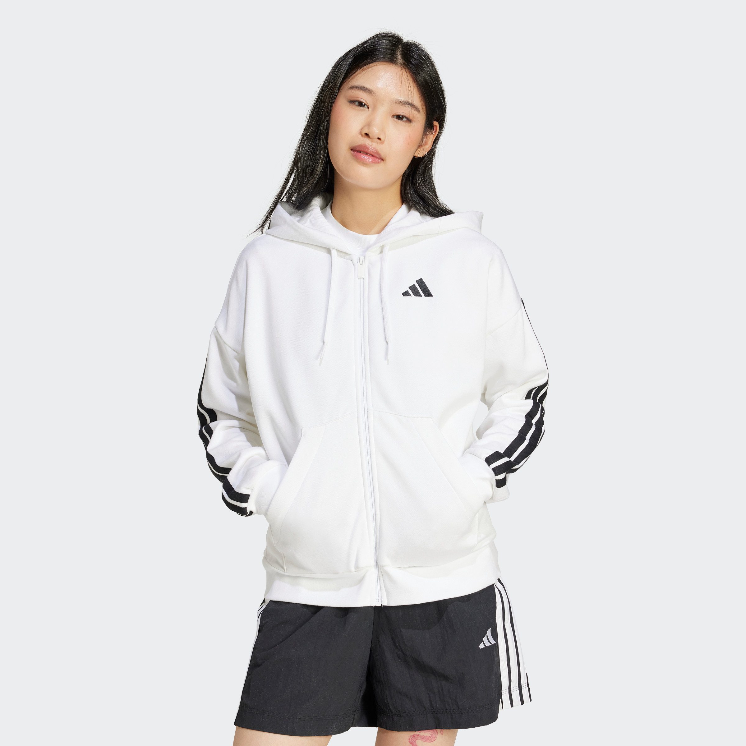 adidas Sportswear Hoodie W 3S FL FZ HD dames truien met capuchon maat XXL wit
