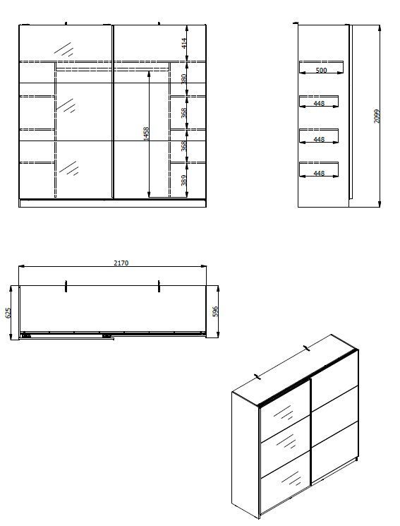 INOSIGN Zweefdeurkast Sierra kledingkast met spiegel linnenkast garderobe Topseller INCLUSIEF interne indeling, FSC®-gecertificeerd, OTTOs Choice